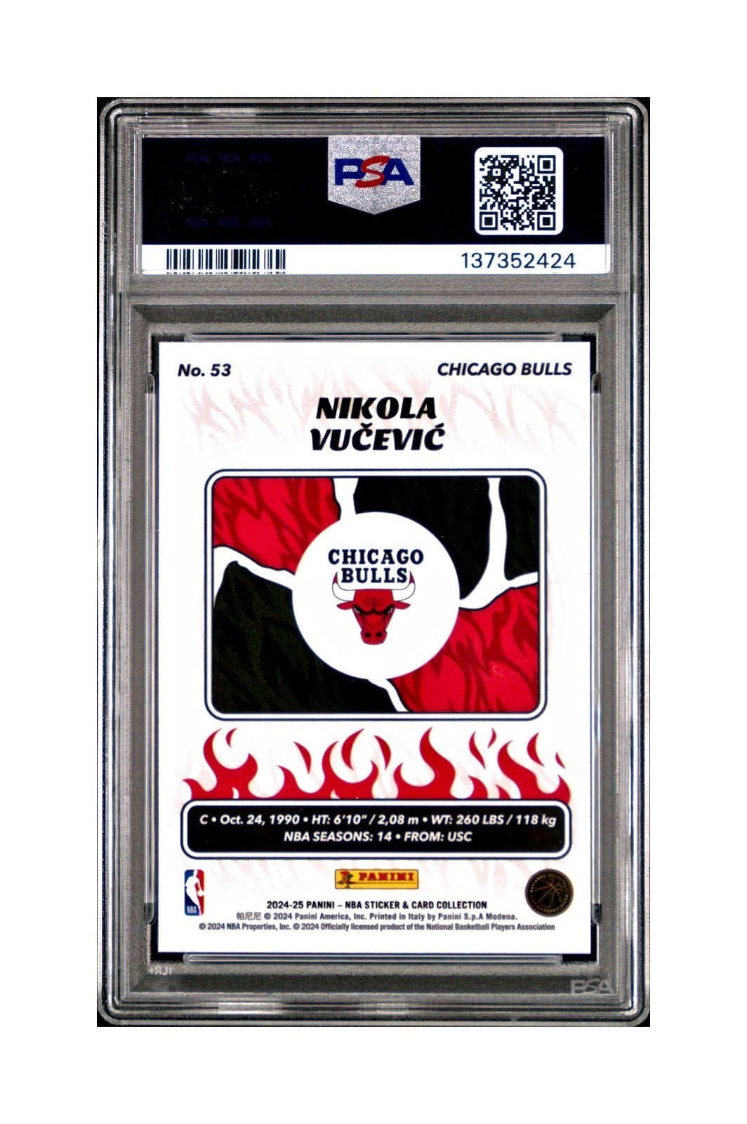 Nikola Vučević 2024-25 Panini NBA #53 Sticker 100/100 Red Foil PSA 7 NM