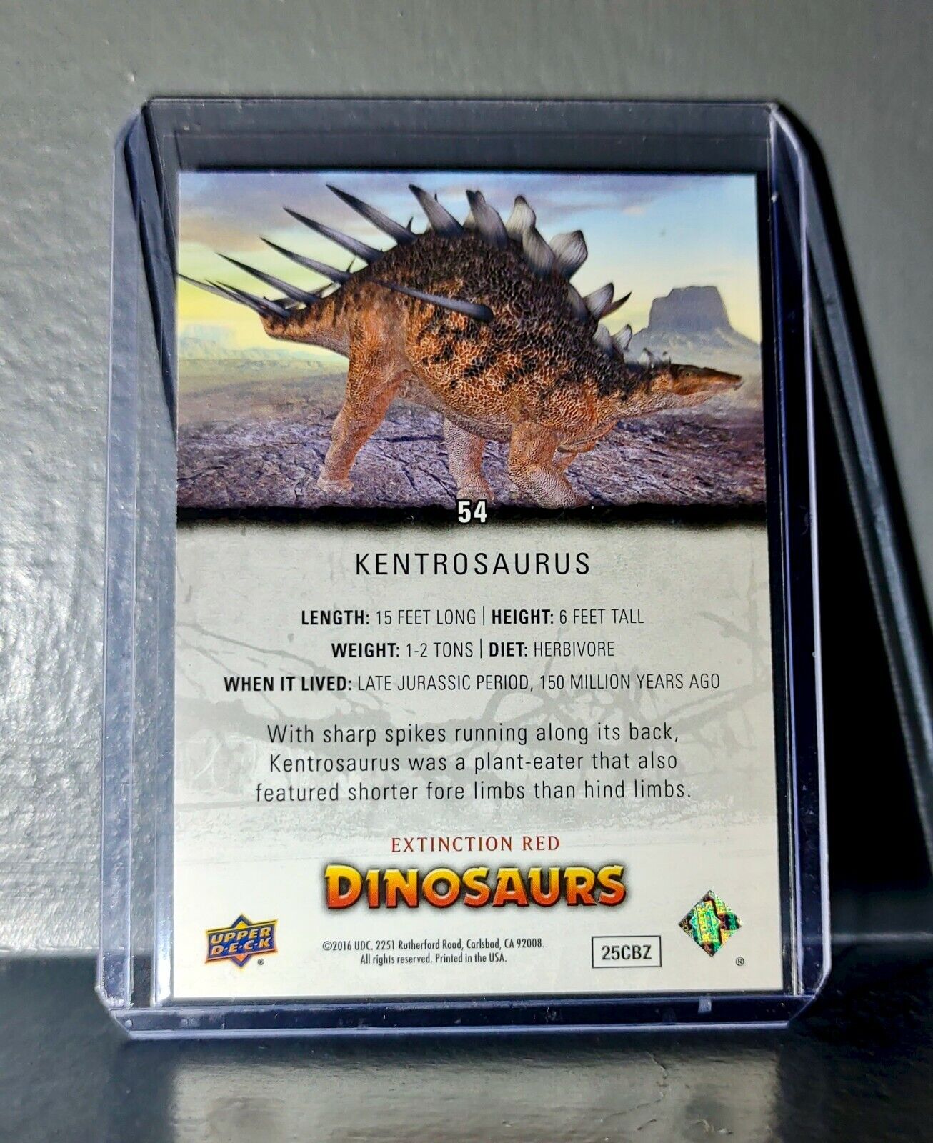 2015 Upper Deck Dinosaurs Kentrosaurus Extinction Red Parallel #54 Card