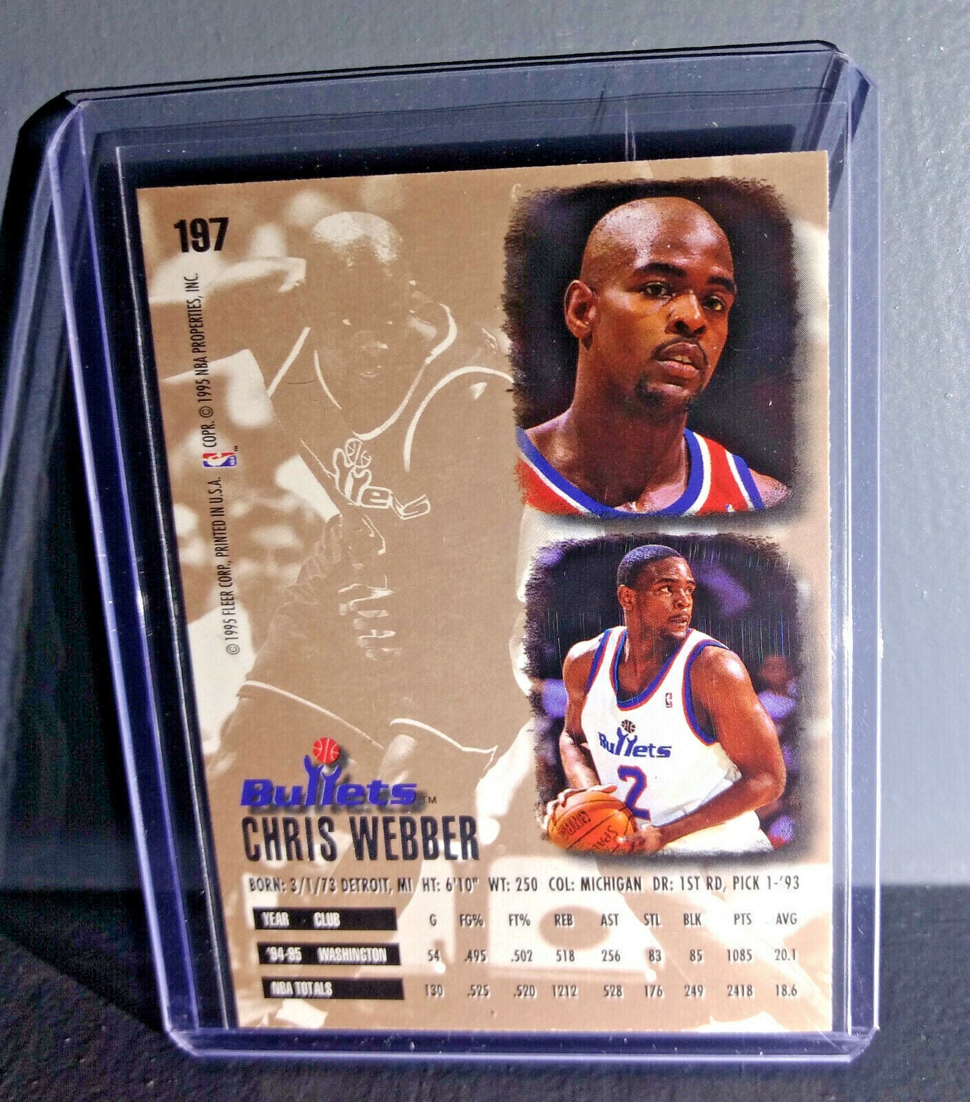 1995-96 Chris Webber Fleer Ultra #197 Basketball Card