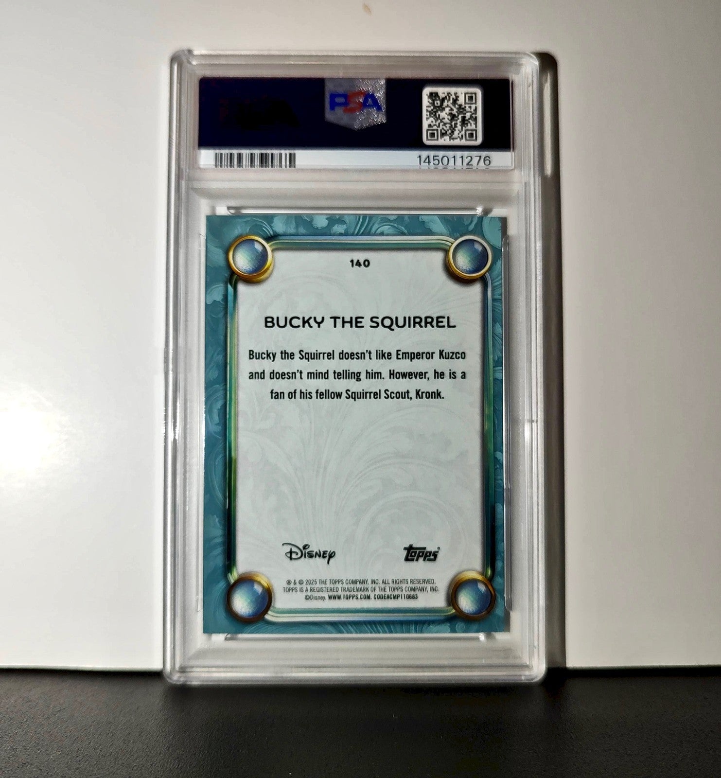 Bucky the Squirrel 2025 Topps Disney #140 Diamond The Emperor's New Groove PSA 8