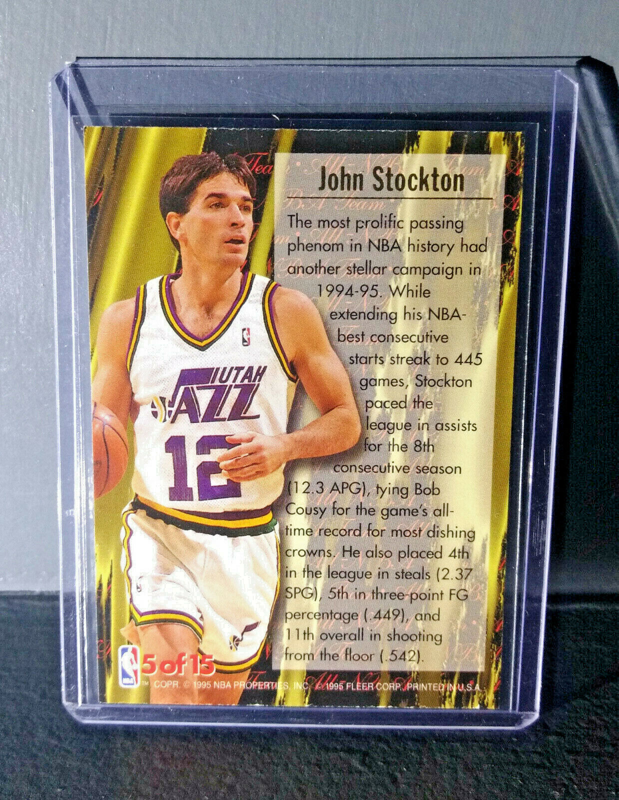 1995-96 John Stockton Fleer Ultra All-NBA Team #5 Basketball Card