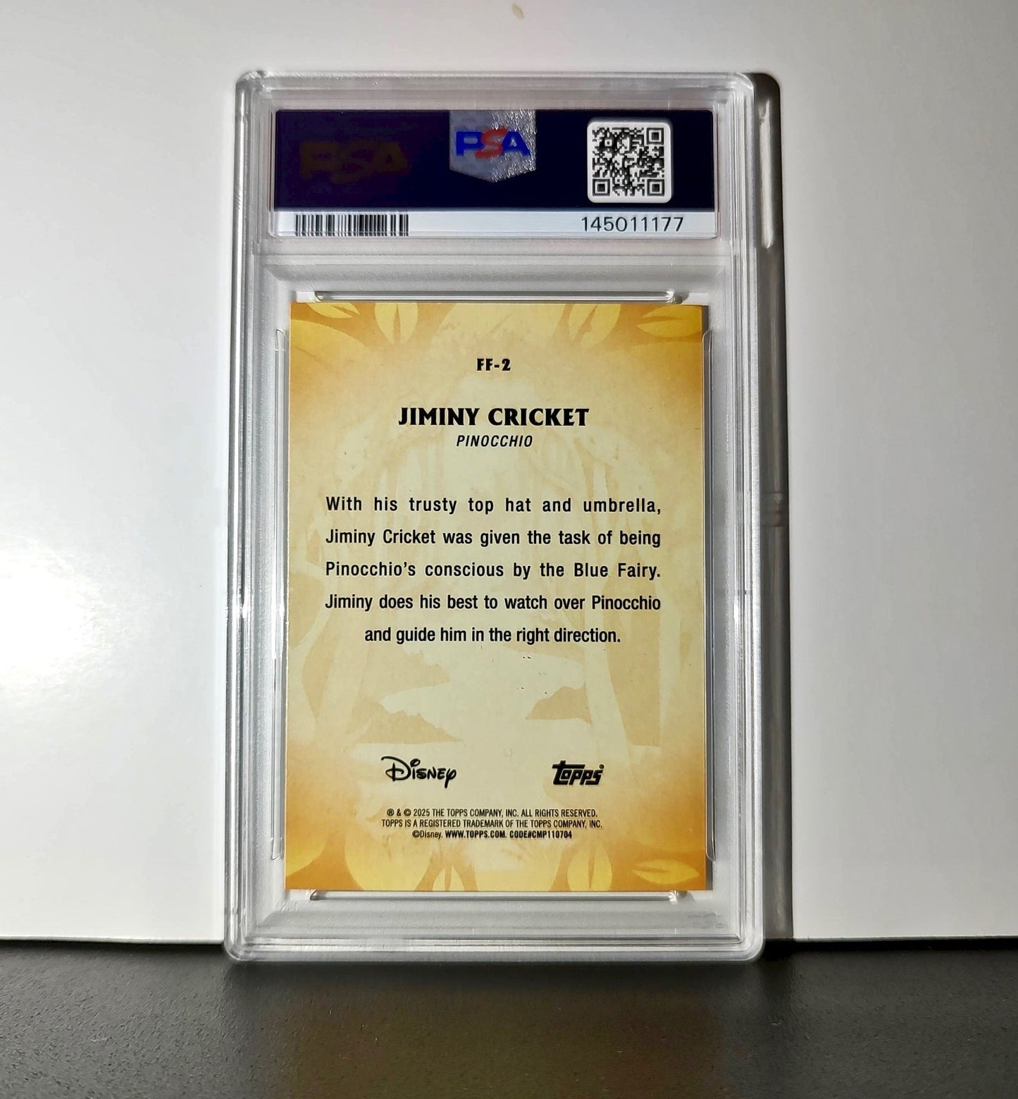 Jiminy Cricket 2025 Topps Disney #FF-2 Furry Friends Card Pinocchio PSA 9