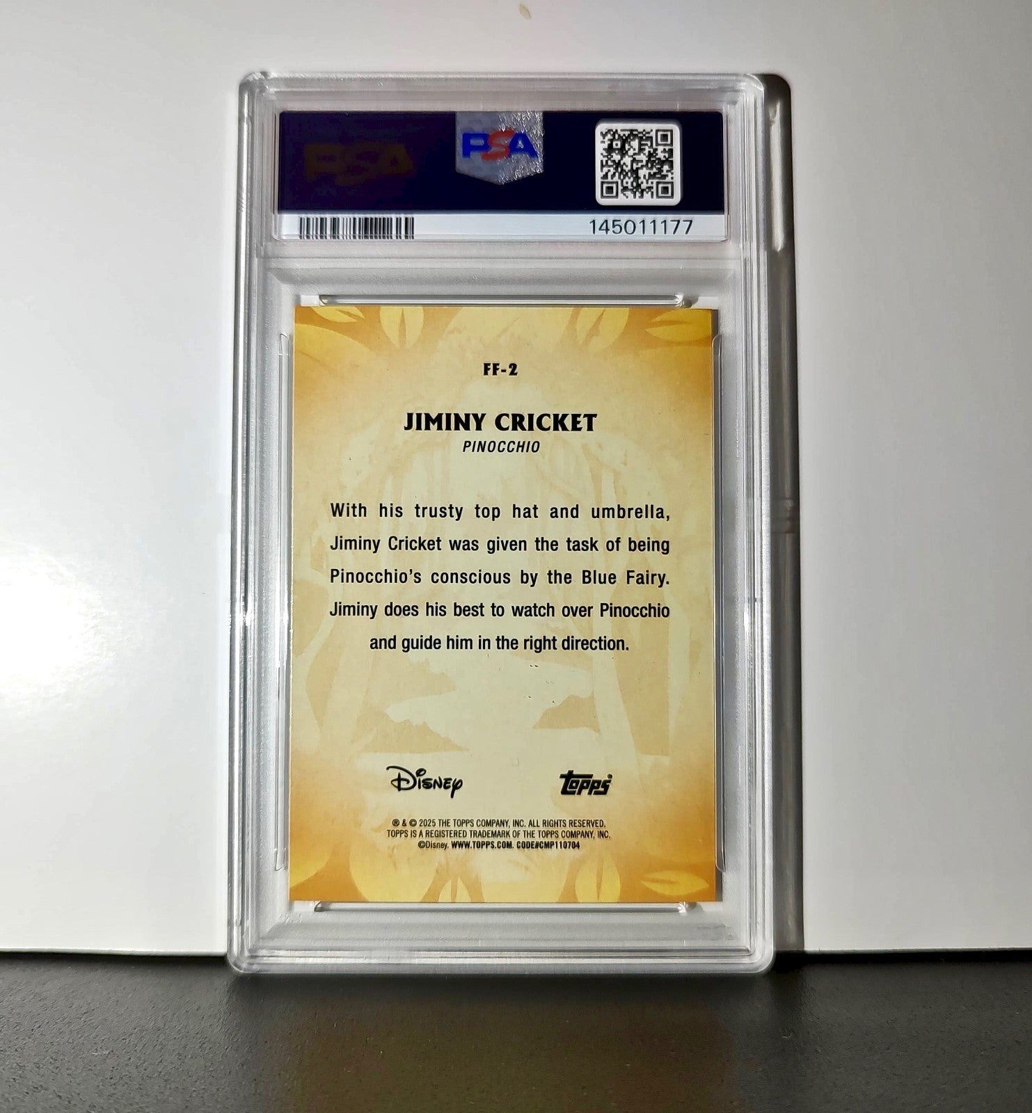 Jiminy Cricket 2025 Topps Disney #FF-2 Furry Friends Card Pinocchio PSA 9