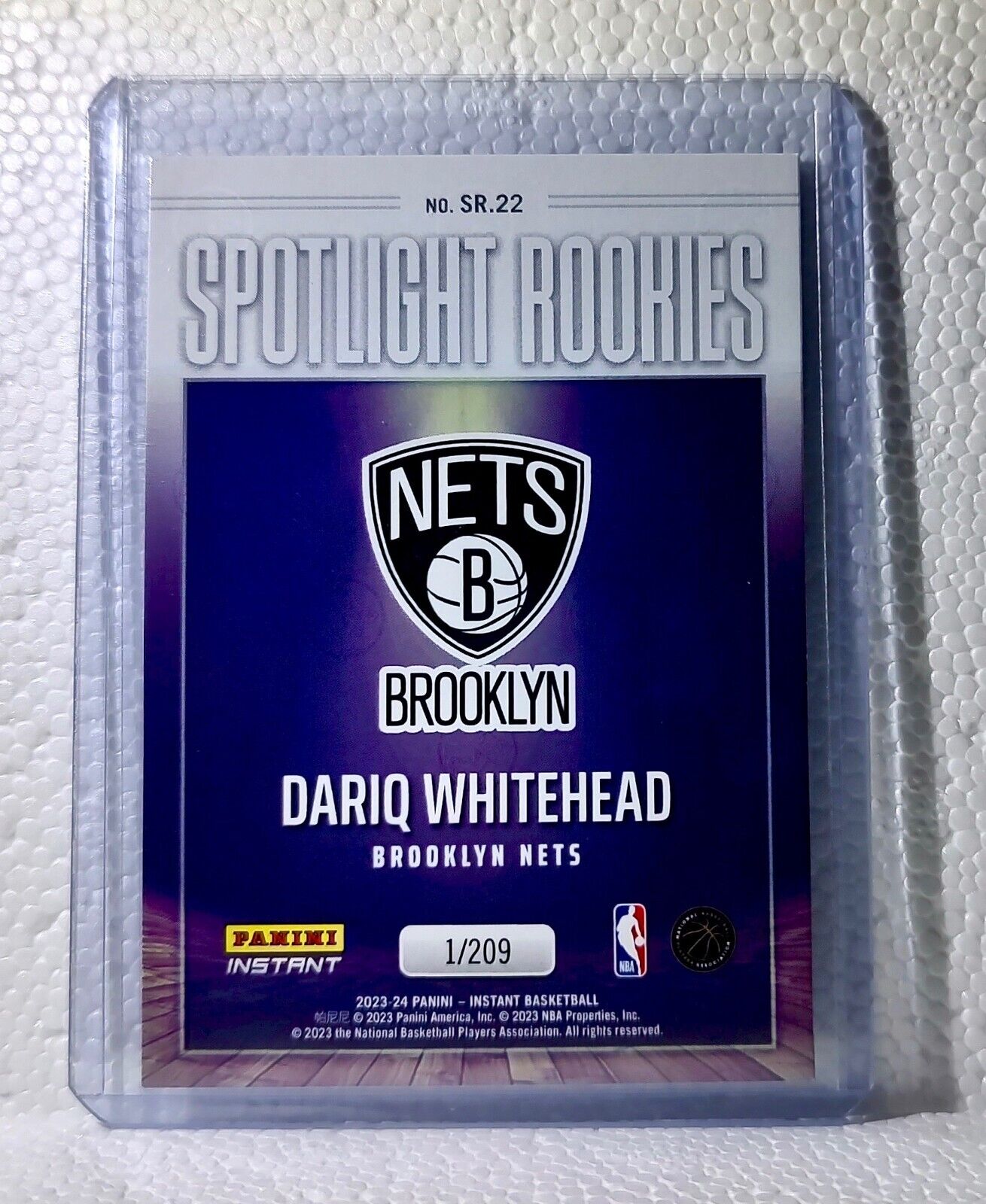 Dariq Whitehead 2023-24 Panini #22 NBA Spotlight Rookies Basketball Card 1/209