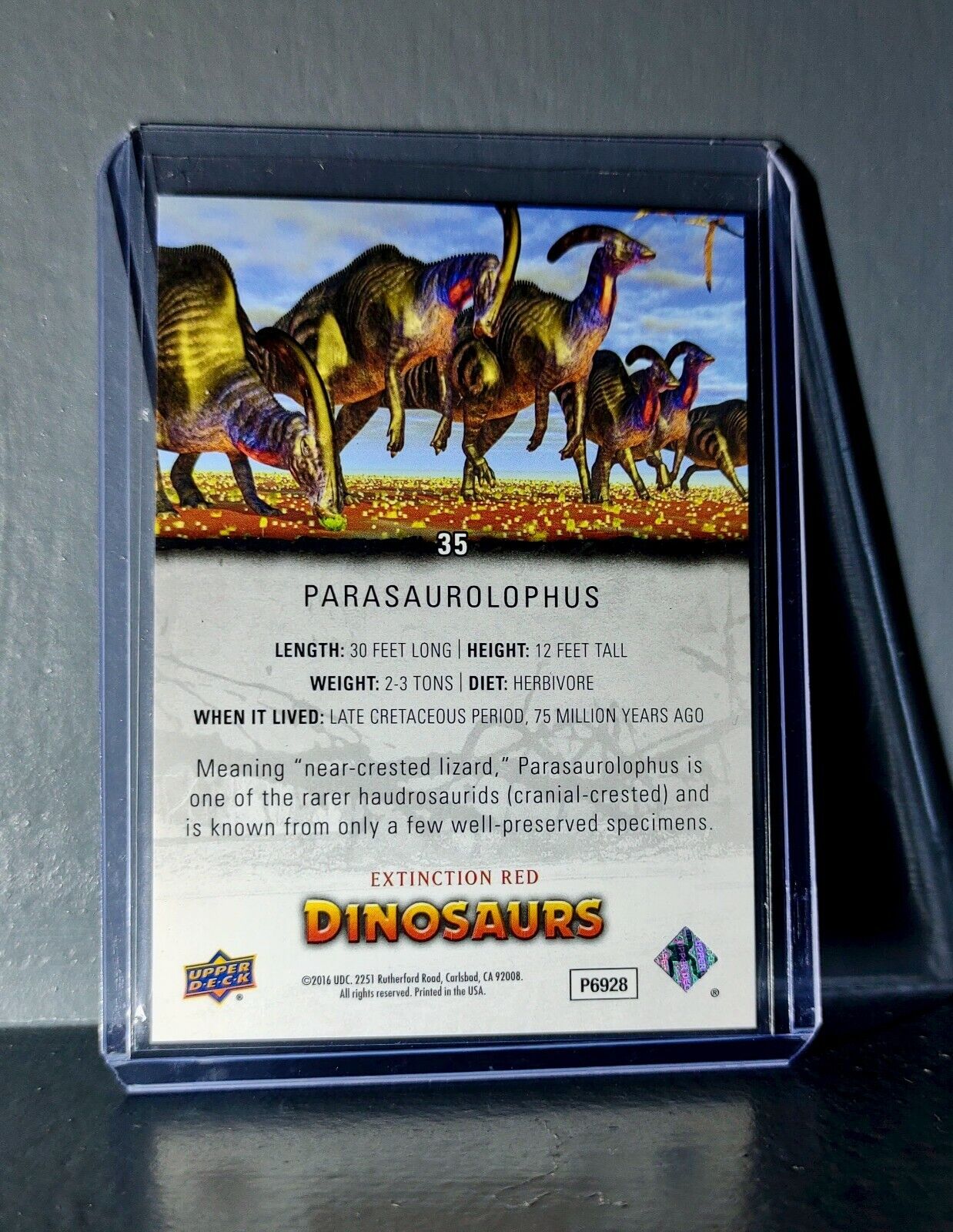 2015 Upper Deck Dinosaurs Parasaurolophus Extinction Red Parallel #35 Card