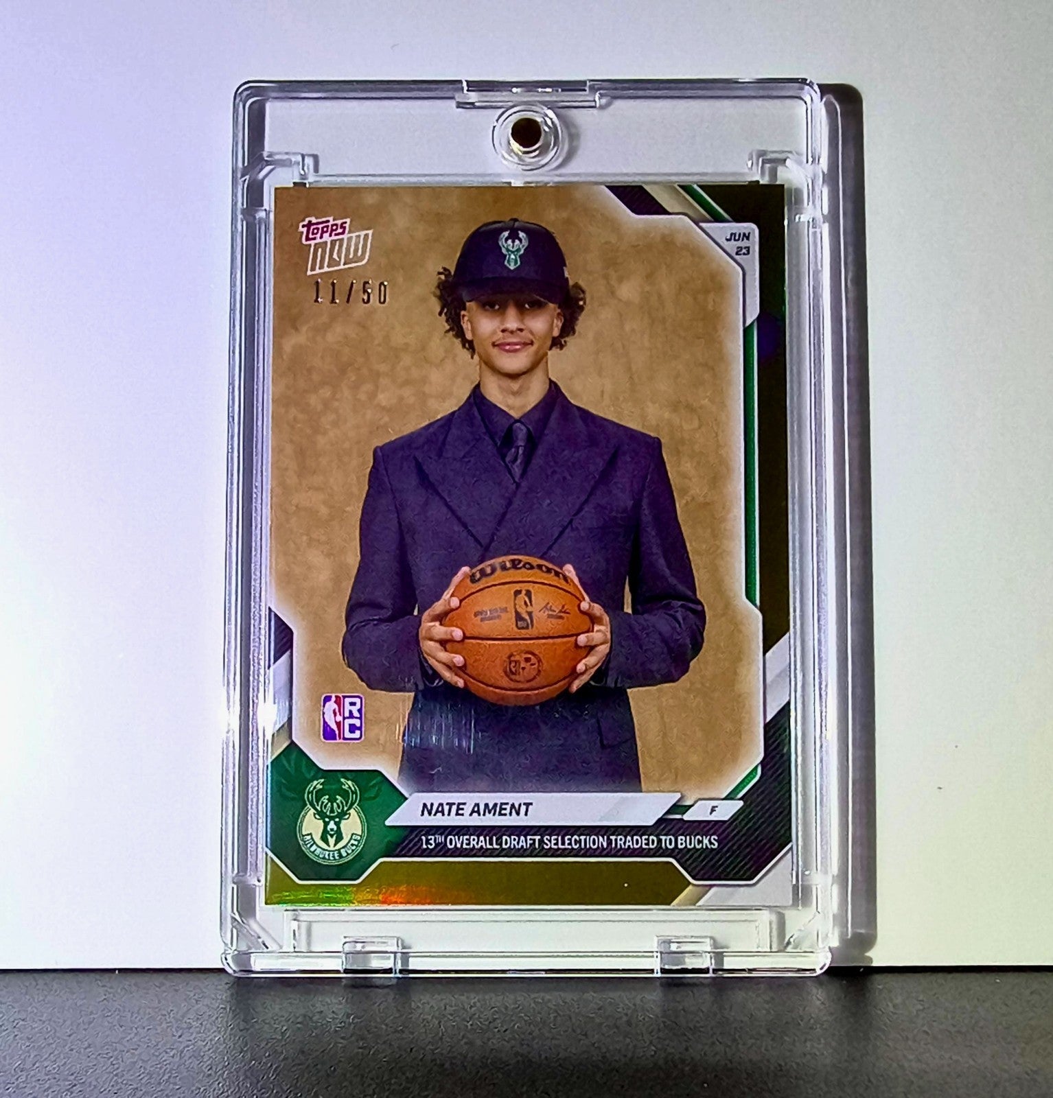 Nate Ament Rookie 2026-27 Topps NBA Draft #NAME Gold Foil 11/50 Milwaukee Bucks