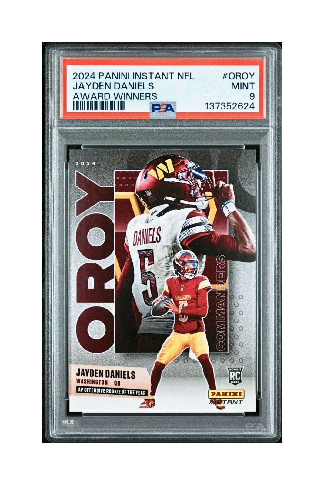 Jayden Daniels 2024 Panini NFL AP Offensive Rookie of the Year Commanders PSA 9