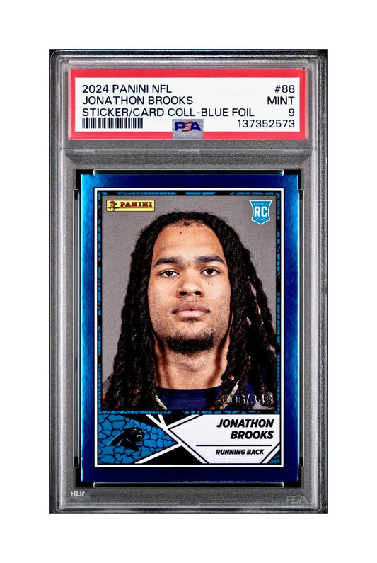 Jonathan Brooks Rookie 2024 Panini Sticker Collection 6/349 #88 Blue Foil PSA 9