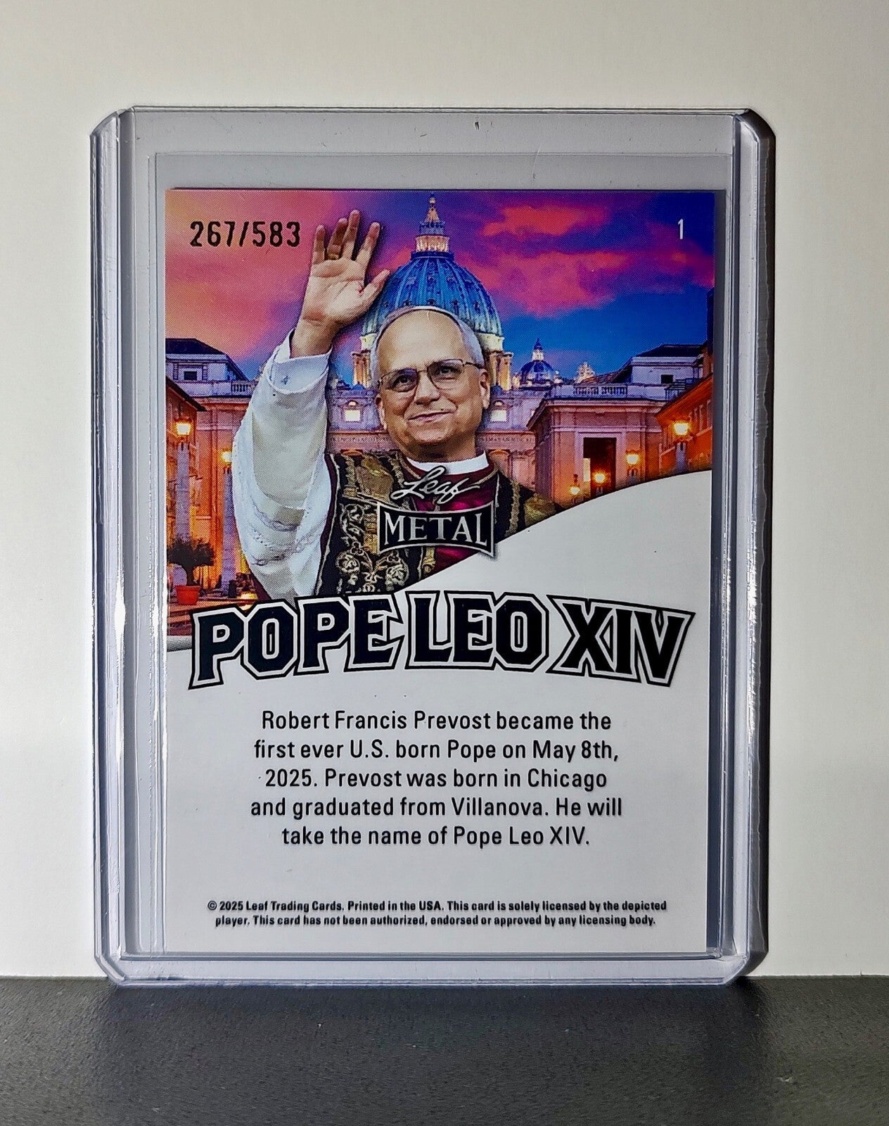 Pope Leo XIV Leaf Metal Cards Set of 4 Pizza / Hot Dog / Skyline / Snow Variants