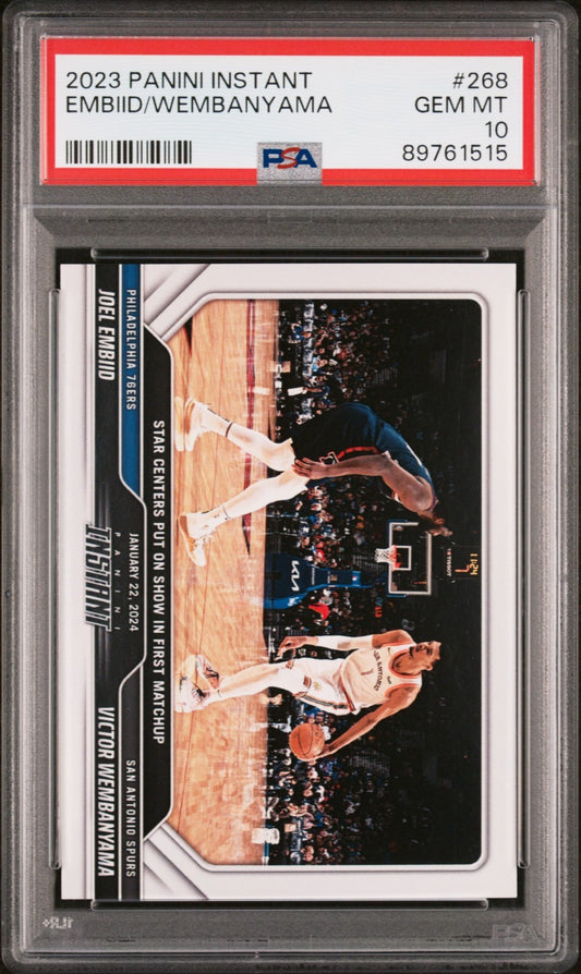 Victor Wembanyama / Joel Embiid 2023-24 Panini #267 NBA Card PSA 10 Gem Mint