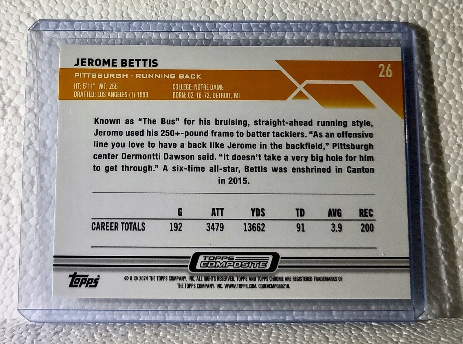 Jerome Bettis 2023 Topps Chrome NFL #26 Football Card Pittsburgh Steelers