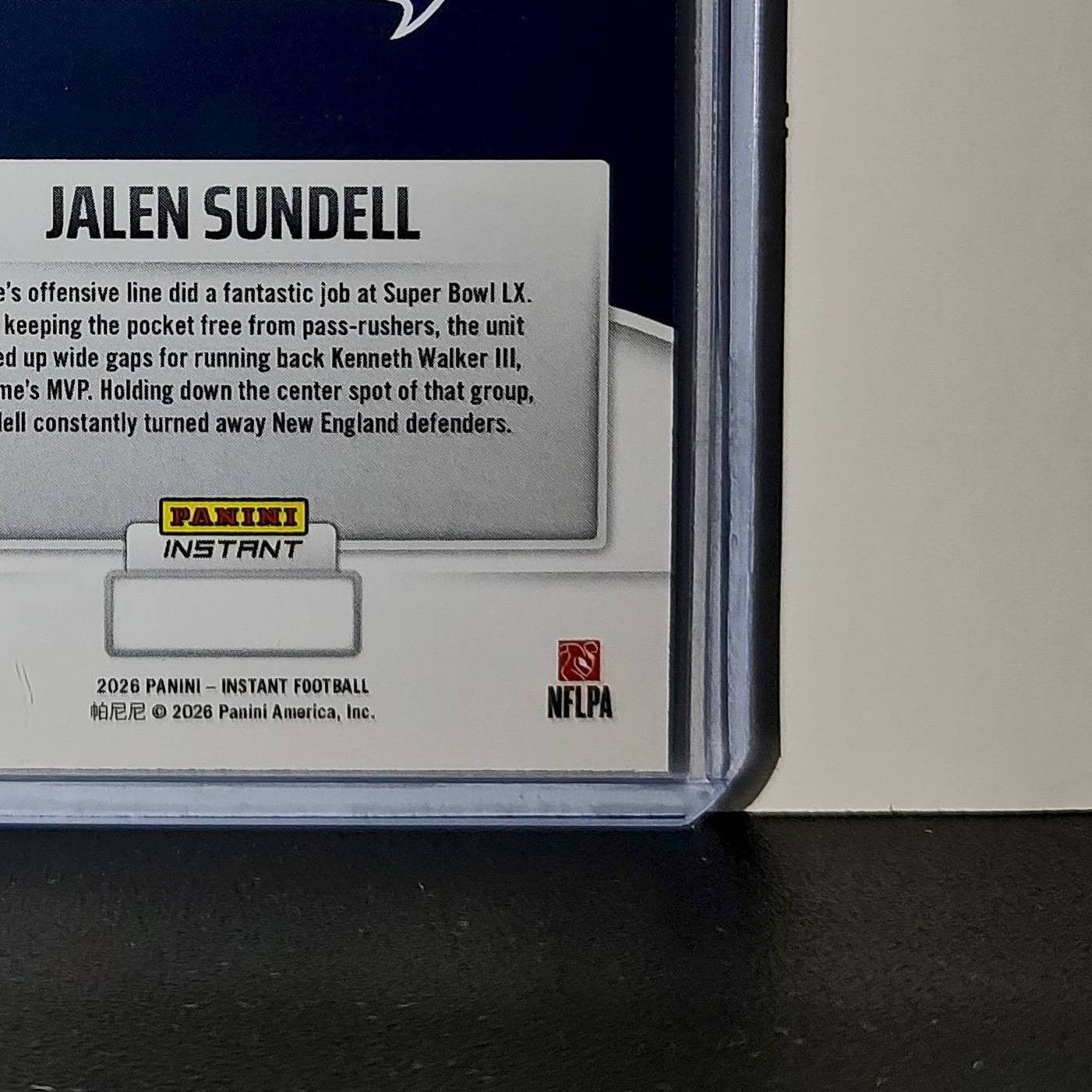 Jalen Sundell 2026 Panini NFL Super Bowl LIX Champions #13 Card Seattle Seahawks