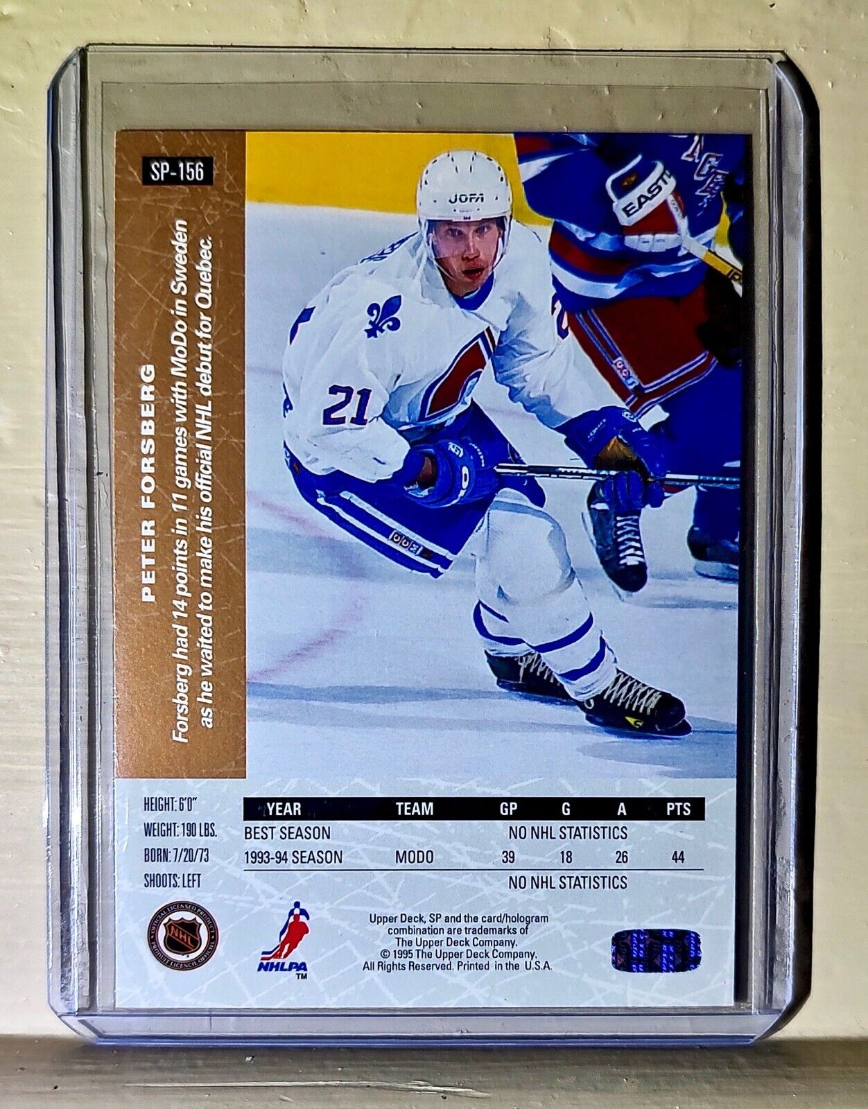 Peter Forsberg 1995 Upper Deck SP #SP-156 Hockey Card