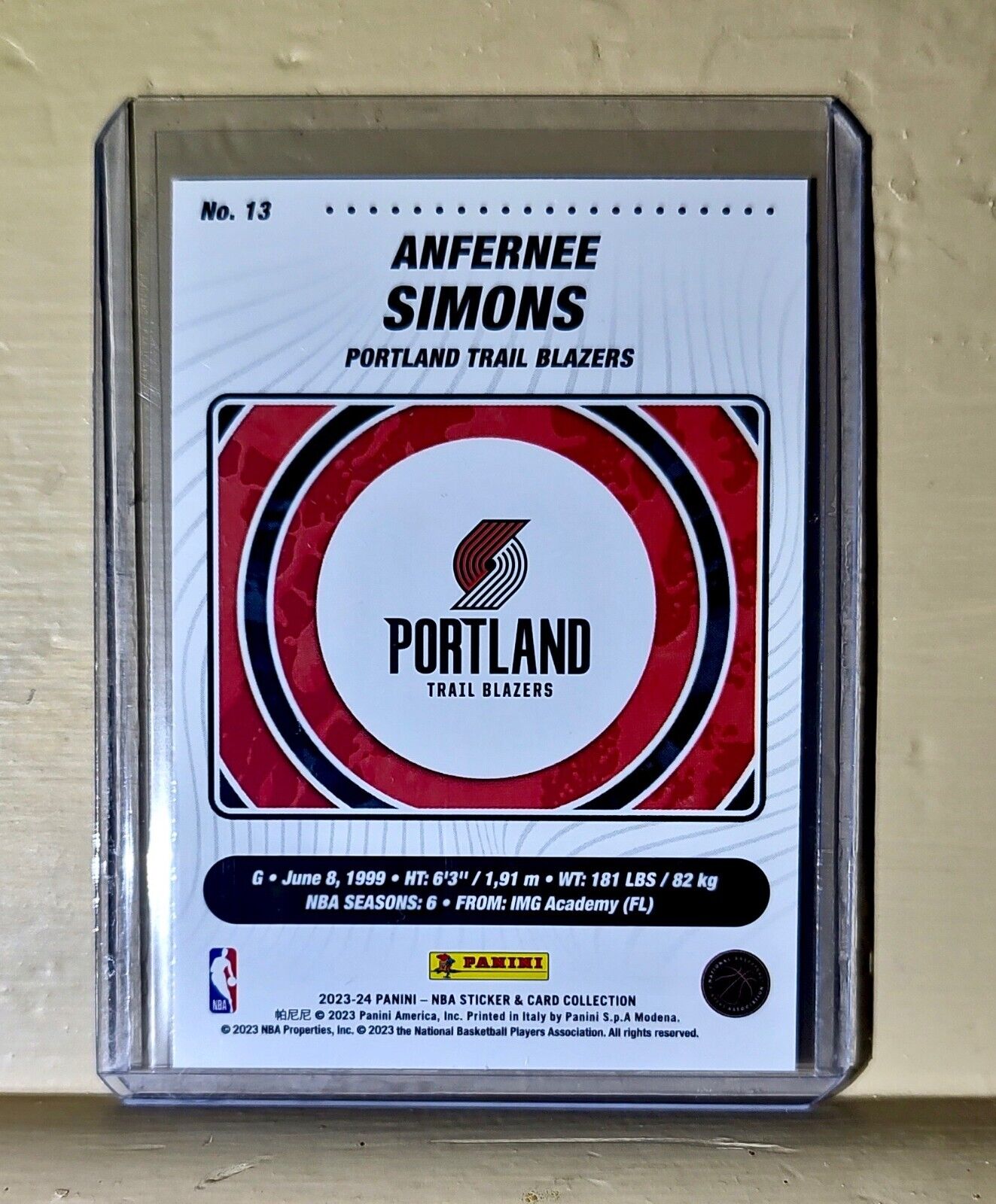 Anfernee Simons 2023-24 Panini NBA Basketball #13 Card Portland Trail Blazers