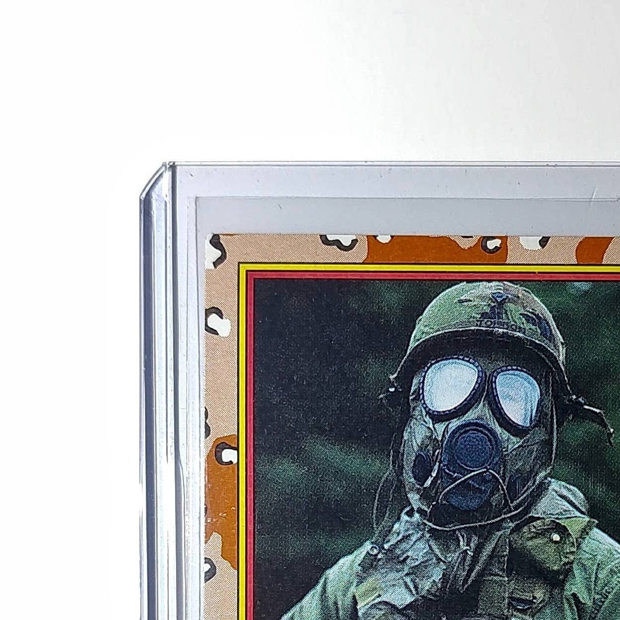 Wearing the Gas Mask 1991 Topps Desert Storm #76 Card