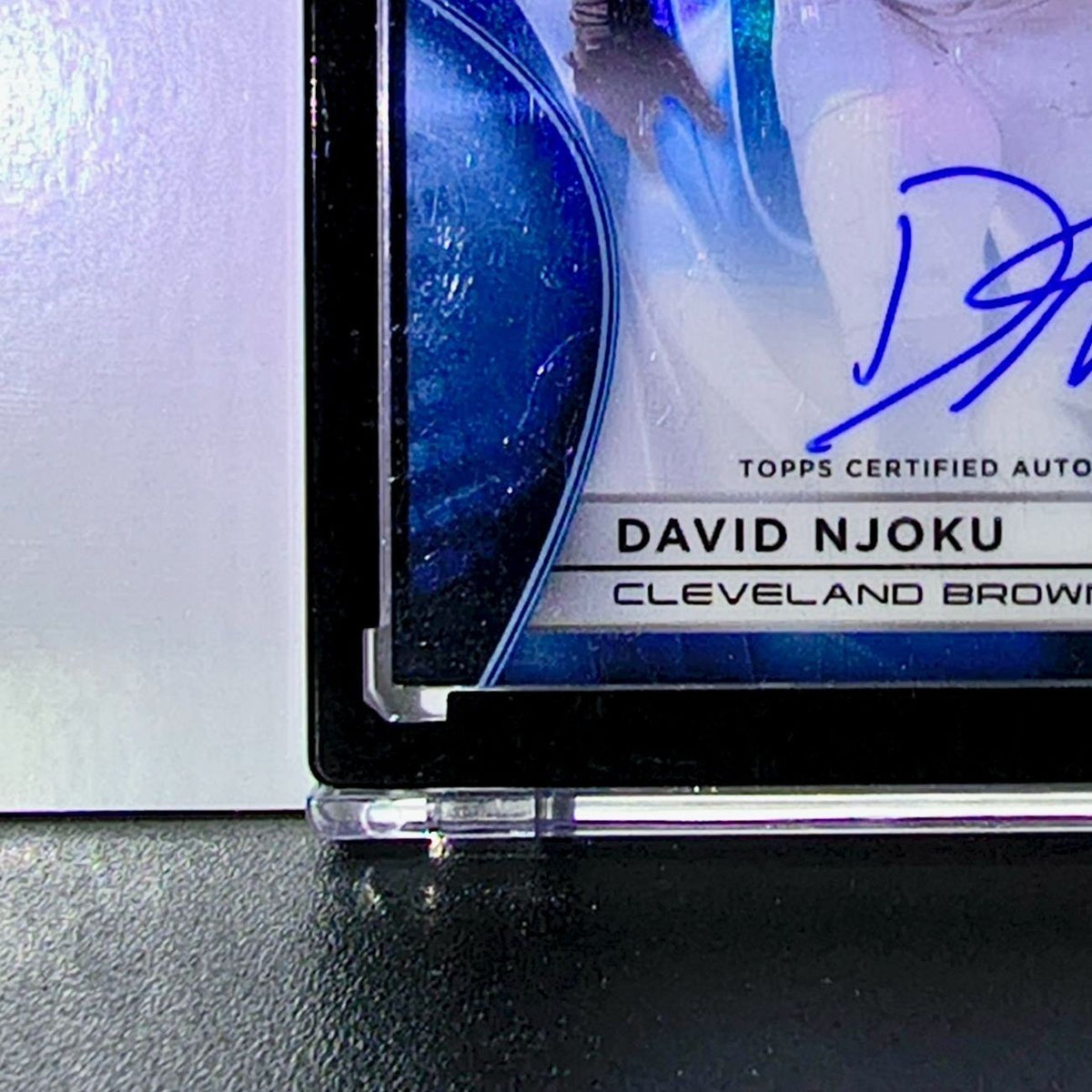 David Njoku 2025 NFL Topps Chrome Black Blue Refractor Autograph Card 116/150