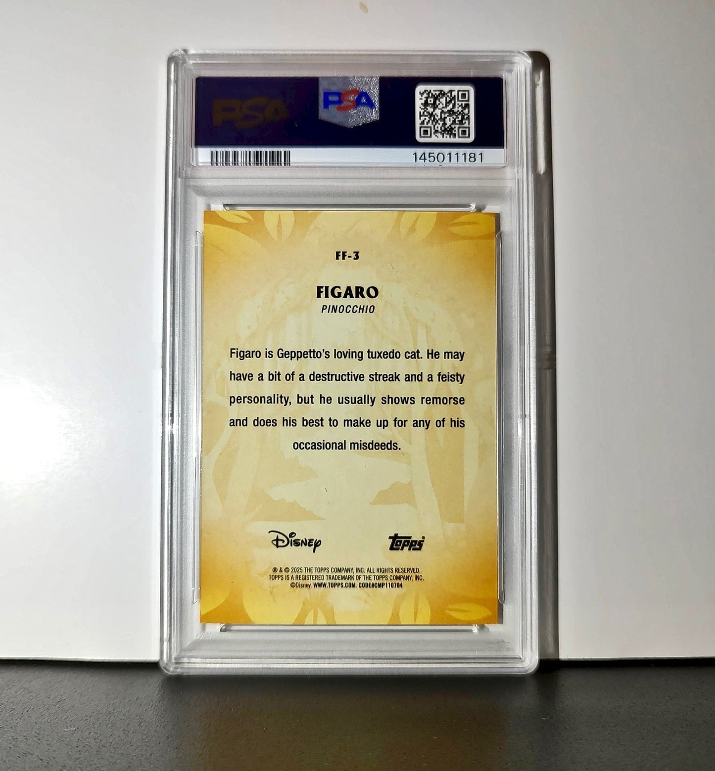 Figaro 2025 Topps Disney #FF-3 Furry Friends Card Pinocchio PSA 9