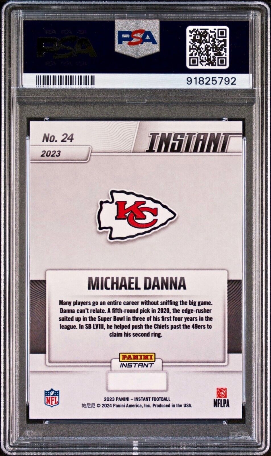 Michael Danna 2023 Panini NFL Superbowl Champions #24 Card PSA 10 Gem Mint