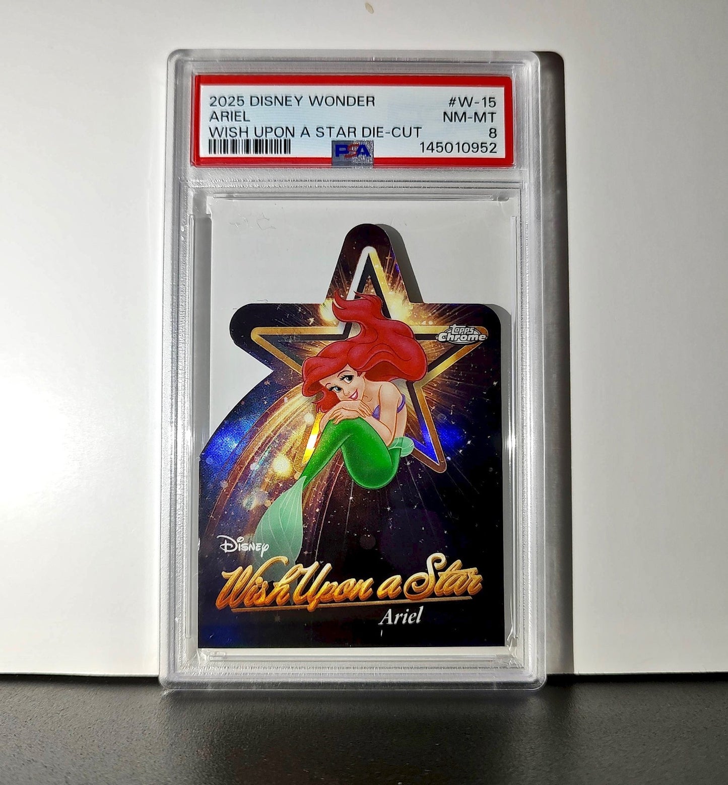 Ariel 2025 Topps Chrome Disney #W-15 Wish Upon A Star Die Cut PSA 8