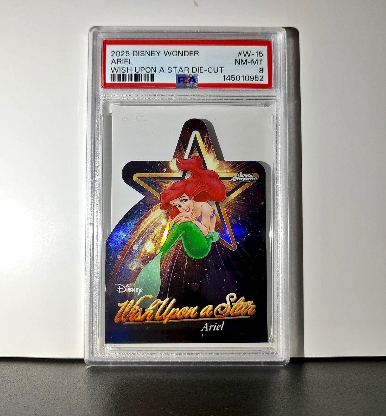 Ariel 2025 Topps Chrome Disney #W-15 Wish Upon A Star Die Cut PSA 8