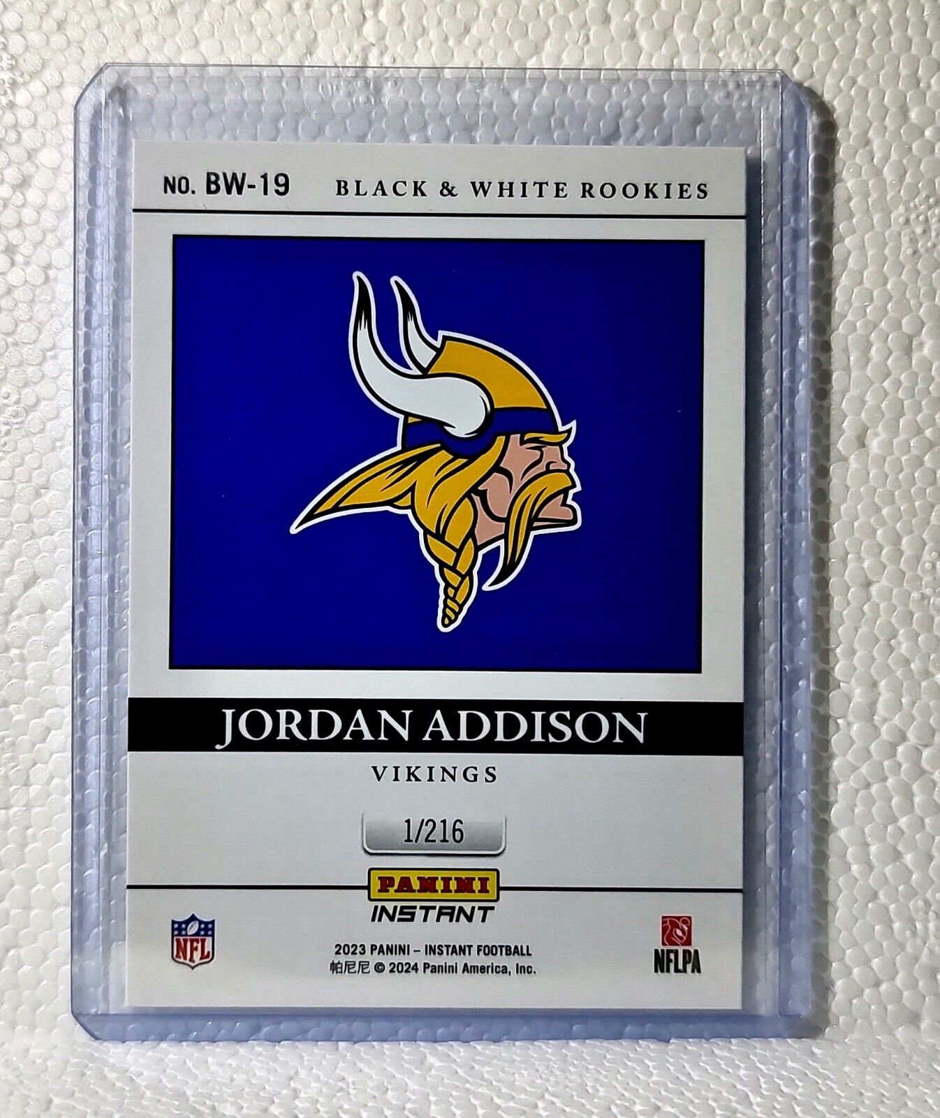 Jordan Addison 2023 Panini NFL #19 Black & White Rookies Card Vikings 1/216