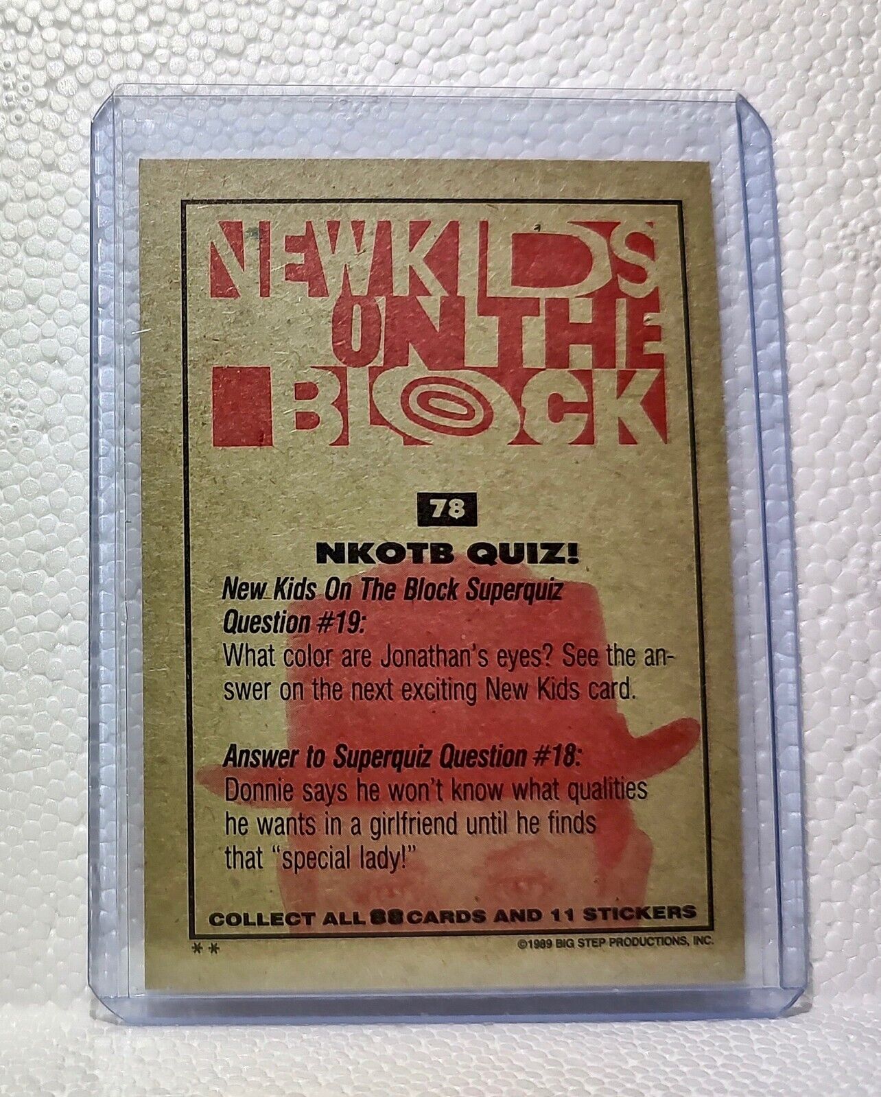 NKOTB Quiz! 1989 New Kids on the Block #78 Trading Card