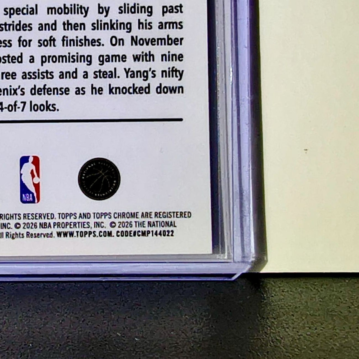 Yang Hansen Rookie 2025-26 NBA Topps Chrome Update #166 Card Trail Blazers