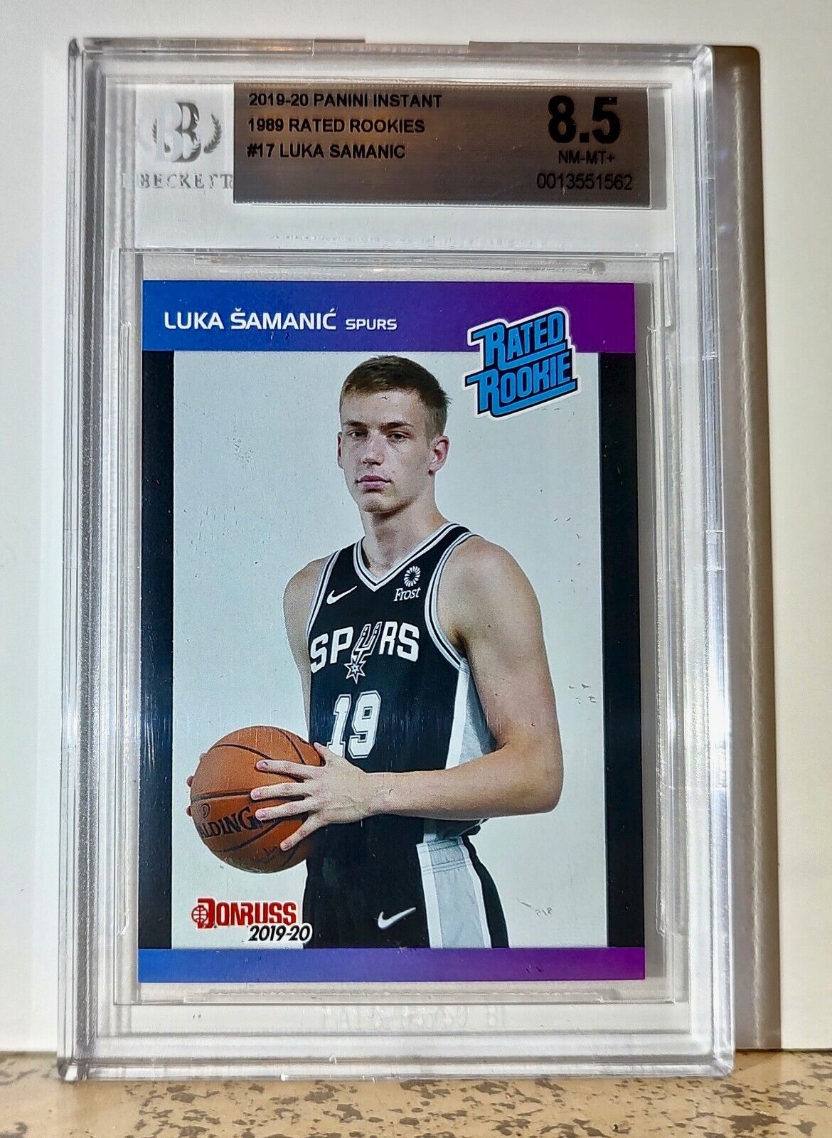 Luka Samanic 2019-20 Panini NBA #17 1989 Rated Rookies 1/3431 BGS 8.5 Spurs