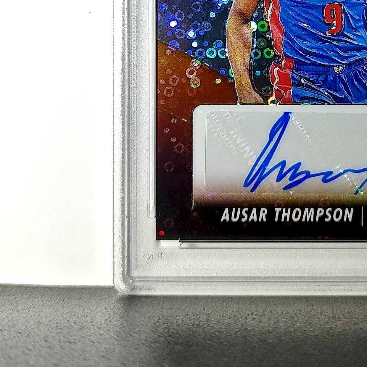 Ausar Thompson 2023 NBA Hoops #RI-ASR Rookie Ink Prizm Disco Ball PSA 9 Auto 8