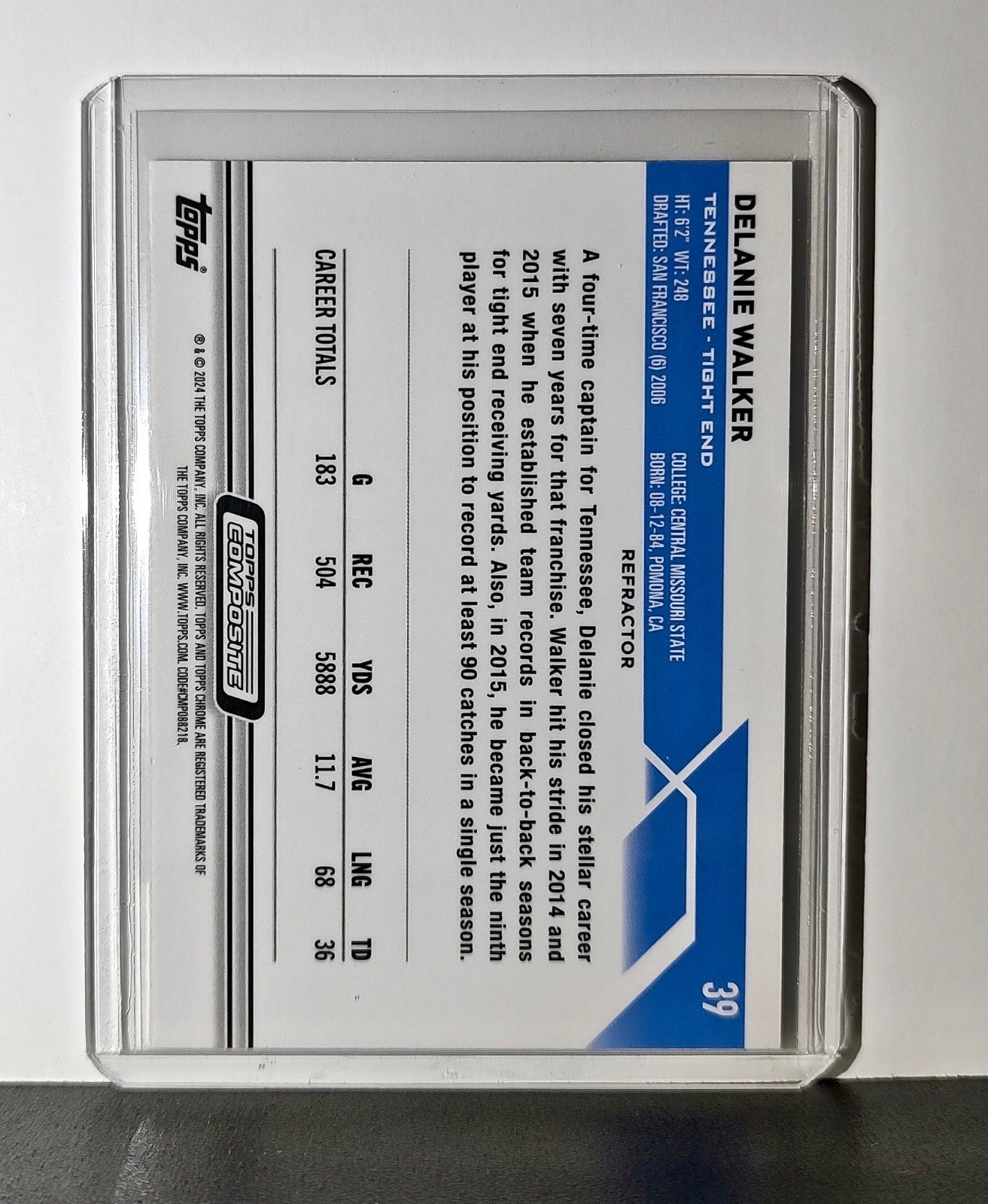 Delanie Walker 2023 Topps Chrome Refractor NFL 39 Football Card Tennessee Titans