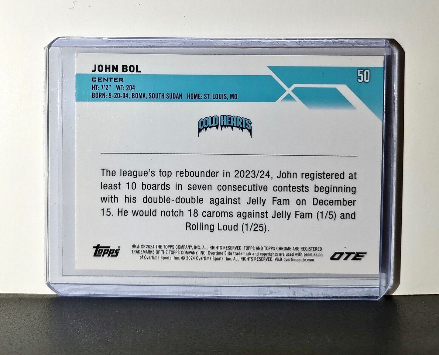John Bol Rookie Card 2023-24 Topps Chrome Overtime #50 Cold Hearts