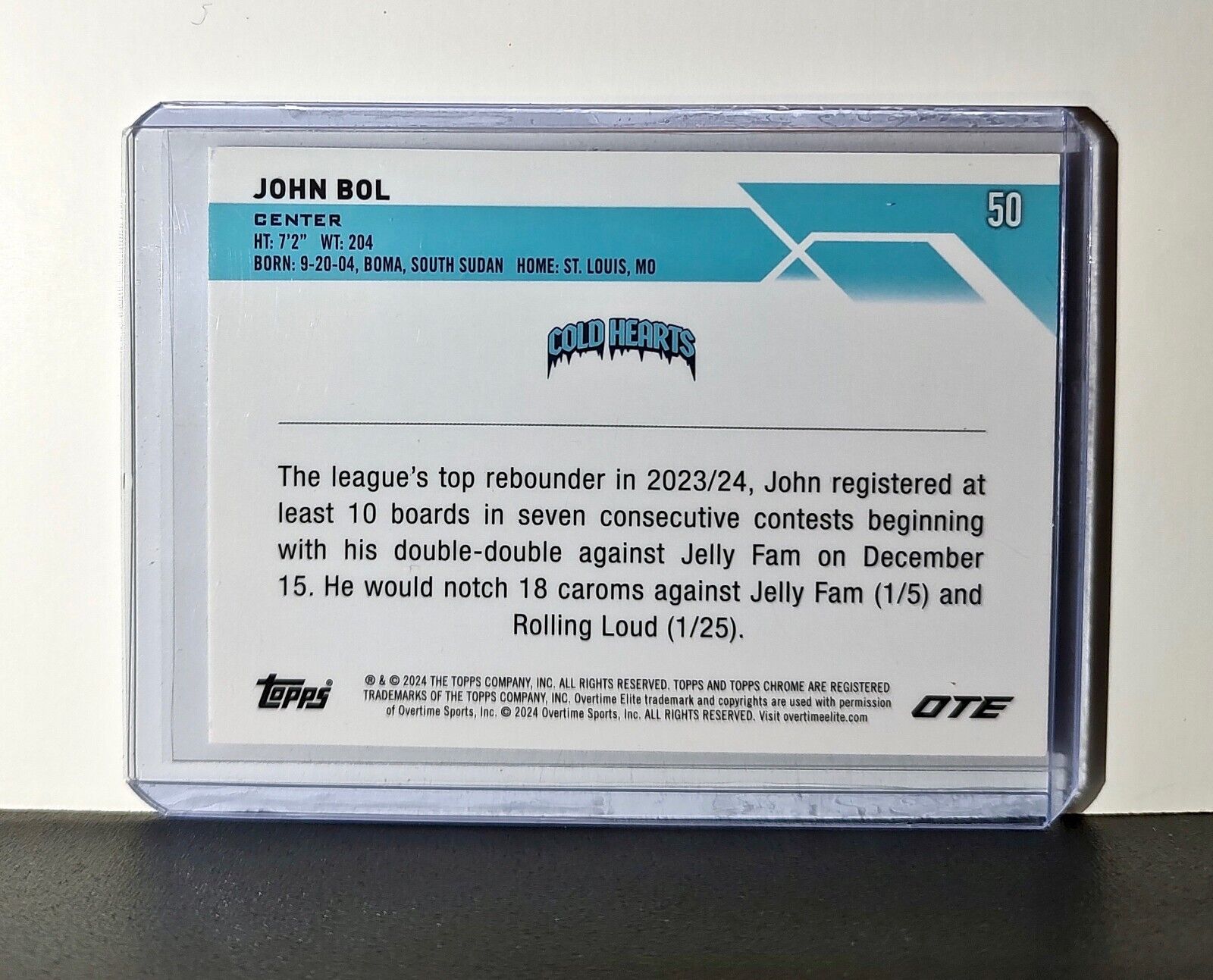 John Bol Rookie Card 2023-24 Topps Chrome Overtime #50 Cold Hearts