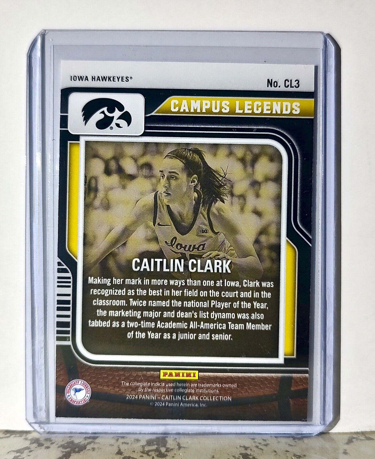 2023-24 Caitlin Clark Panini Contenders #CL3 Campus Legends Card Iowa Hawkeyes