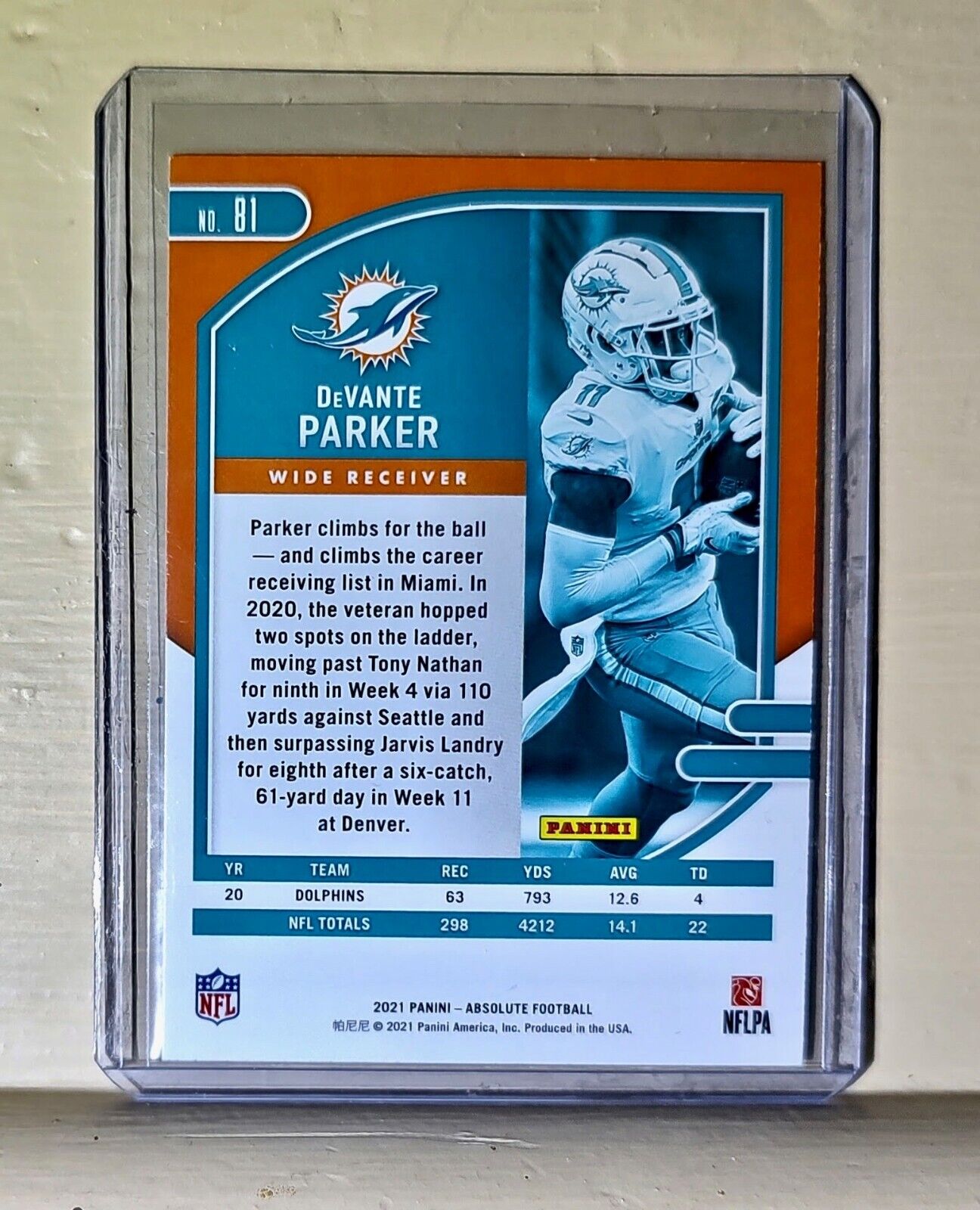 DeVante Parker 2021 Panini NFL Absolute Football #81 Card Dolphins