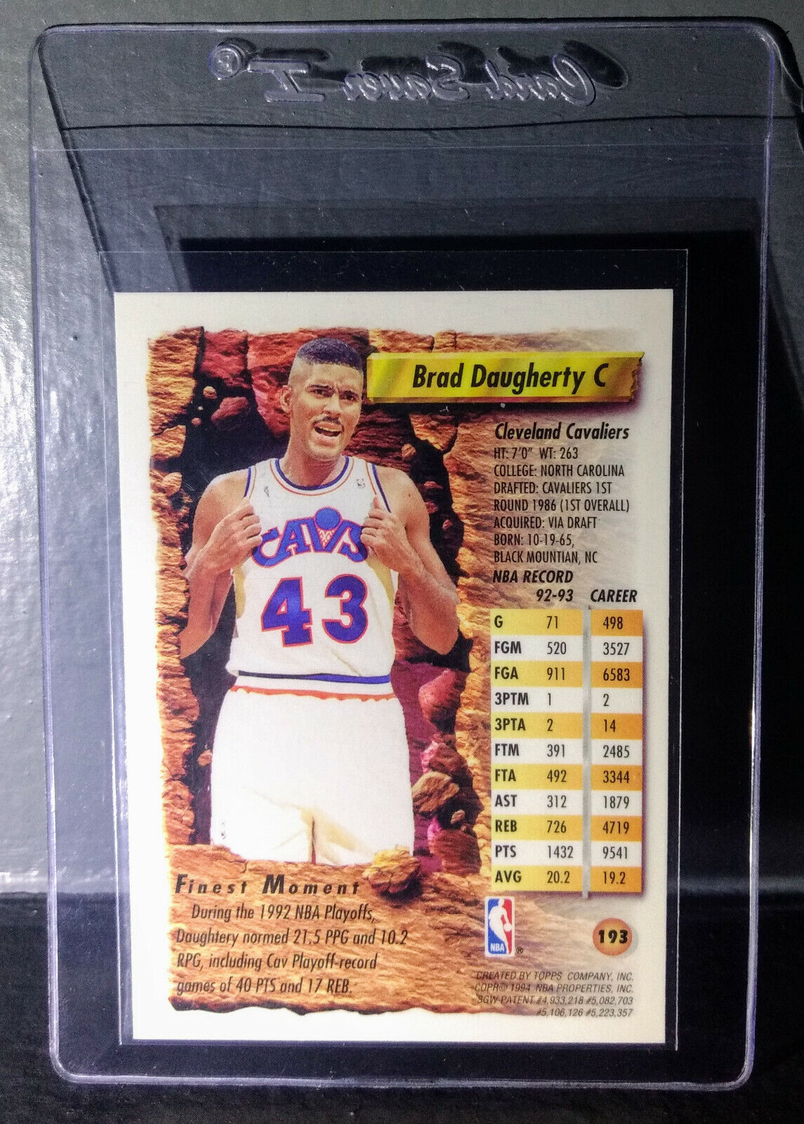 1993-94 Topps Finest Brad Daugherty #193 Basketball Card