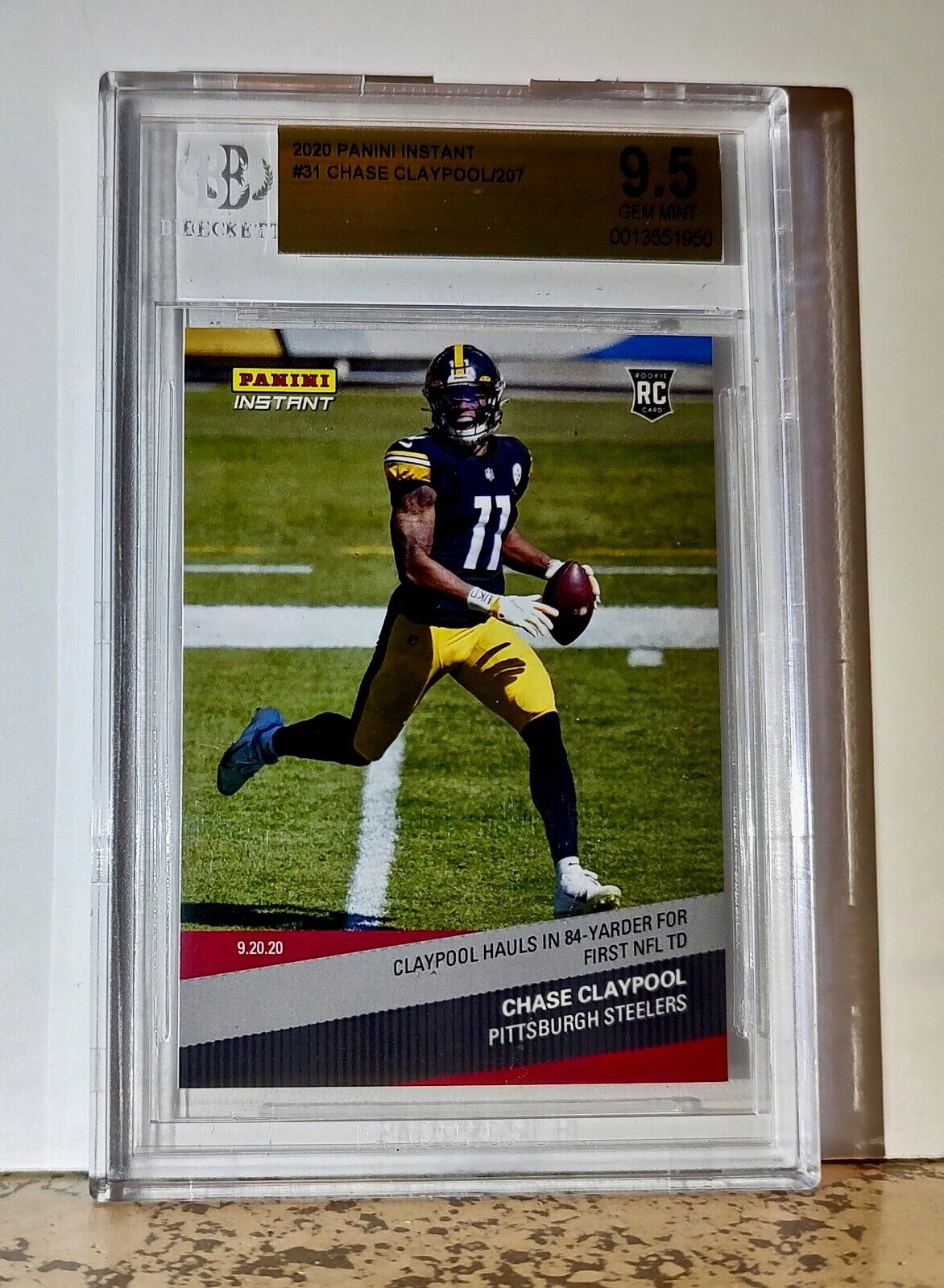 Chase Claypool 2020 Panini NFL #31 Rookie 1 of 207 BGS 9.5 Gem Mint Steelers