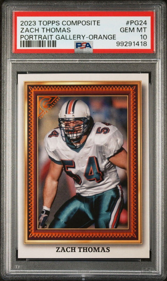 Zach Thomas 2023 Topps Portrait Gallery NFL #PG-24 Orange 11/25 Card PSA 10 Gem