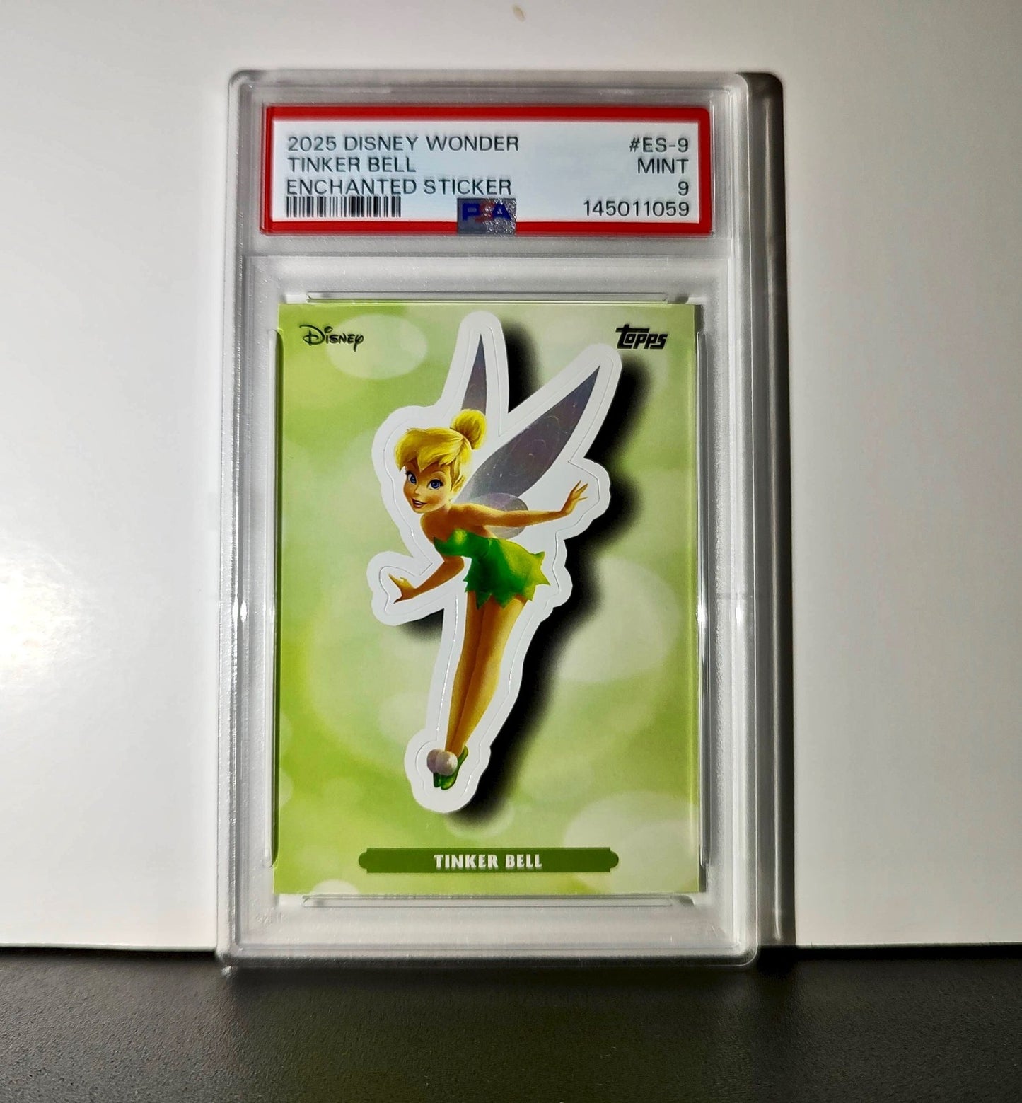 Tinker Bell 2025 Topps Disney #ES-9 Enchanted Sticker Card Peter Pan PSA 9