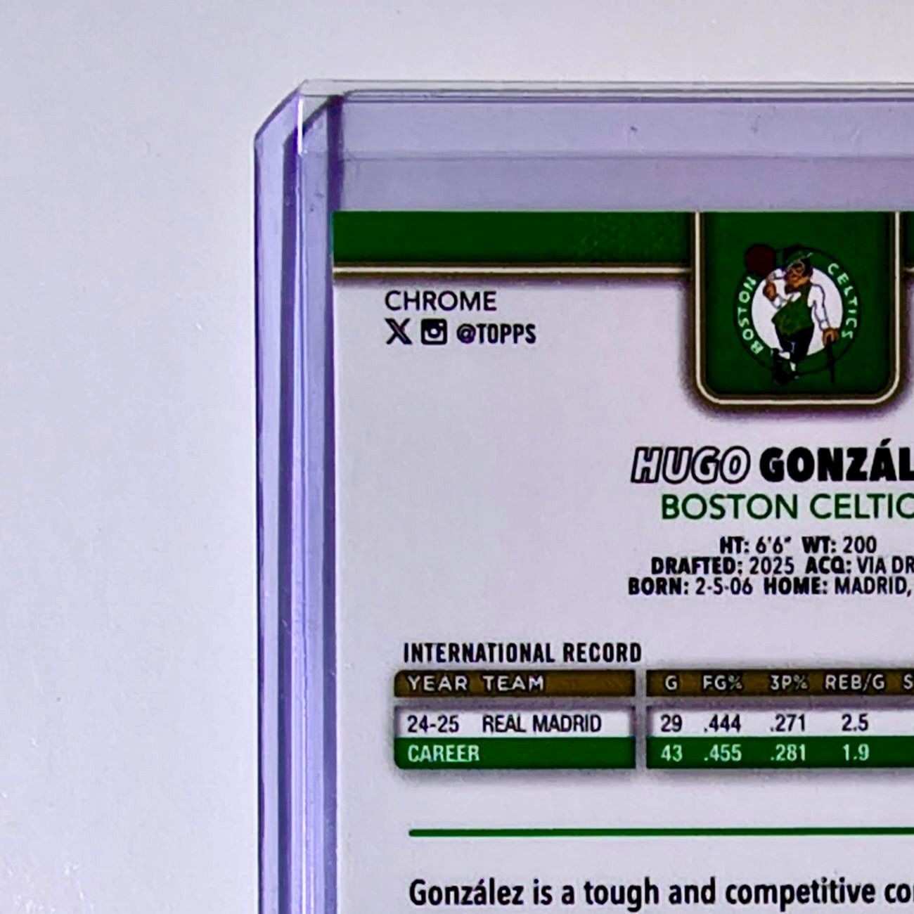 Hugo González Rookie 2025-26 NBA Topps Chrome Update #178 Card Boston Celtics