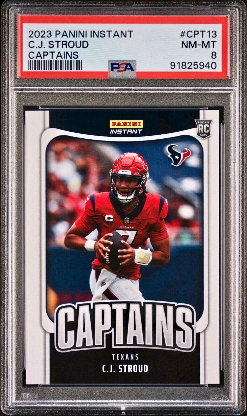 C.J. Stroud	2023 Panini NFL Captain #13 Football Card Houston Texans 1/331 PSA 8