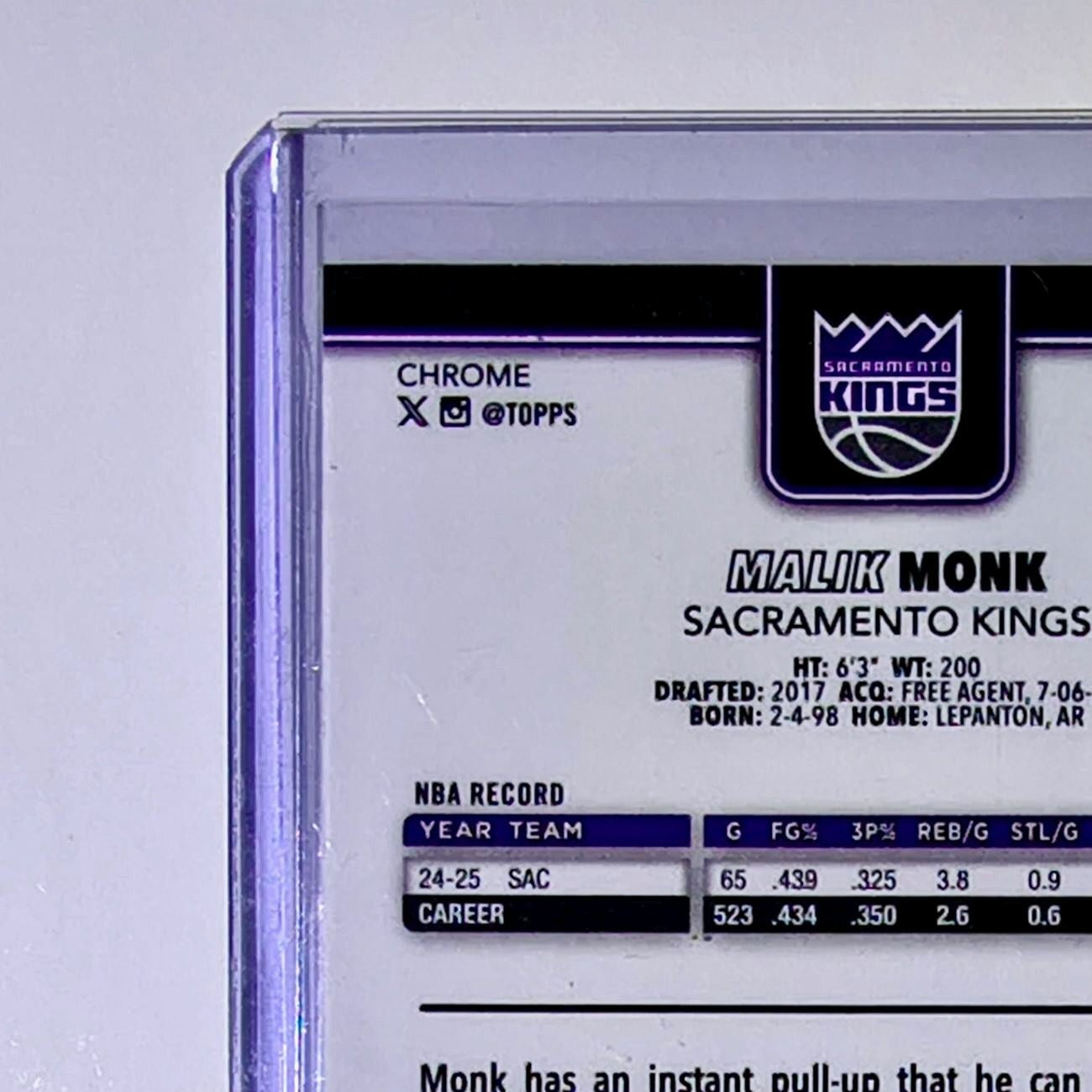 Malik Monk 2025-26 NBA Topps Chrome Update X-Fractor #135 Card Sacramento Kings