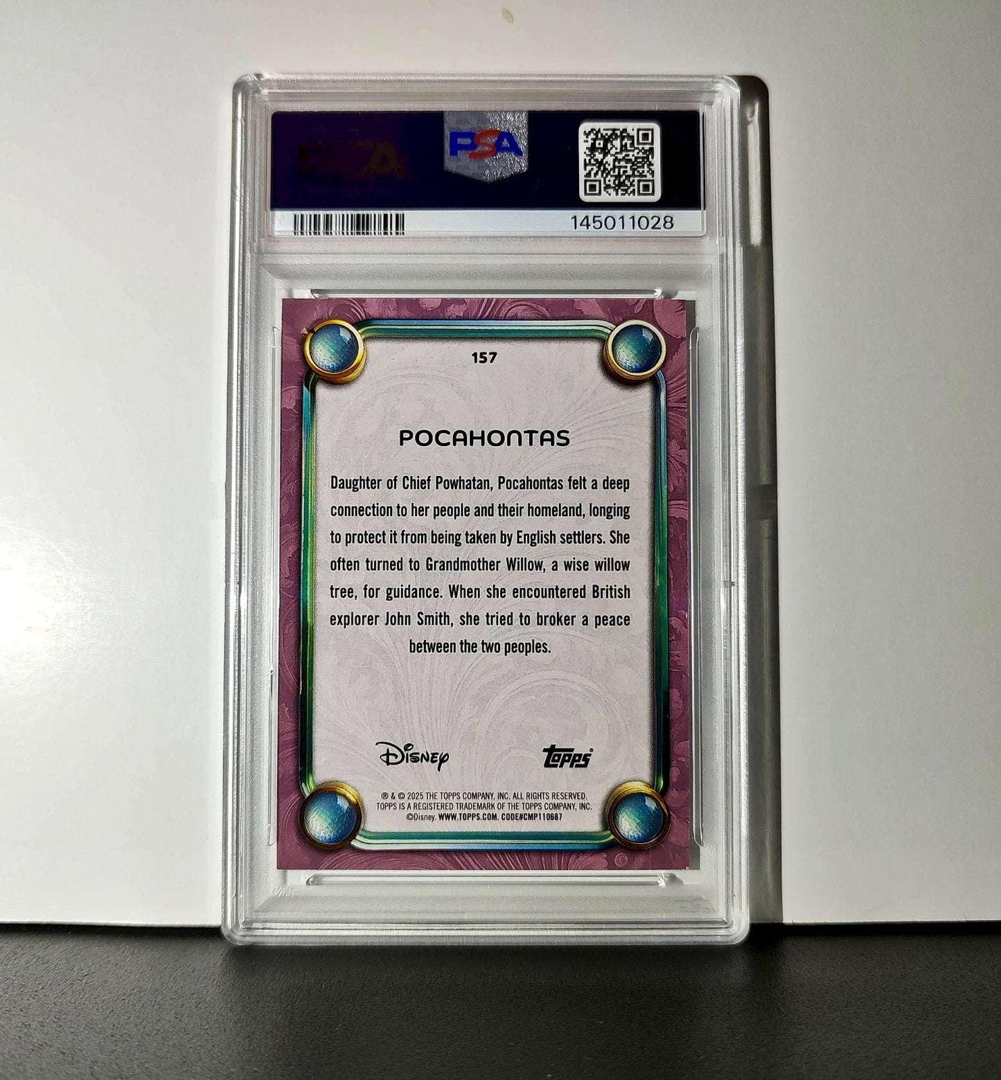 Pocahontas 2025 Topps Disney Cartoon Princess #157 Card Pocahontas PSA 9 MT