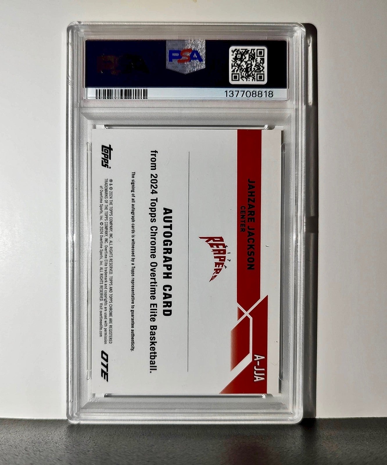 Jahzare Jackson 2023 Topps Chrome #A-JJA Gold Refractor 20/50 PSA 9 Auto 10