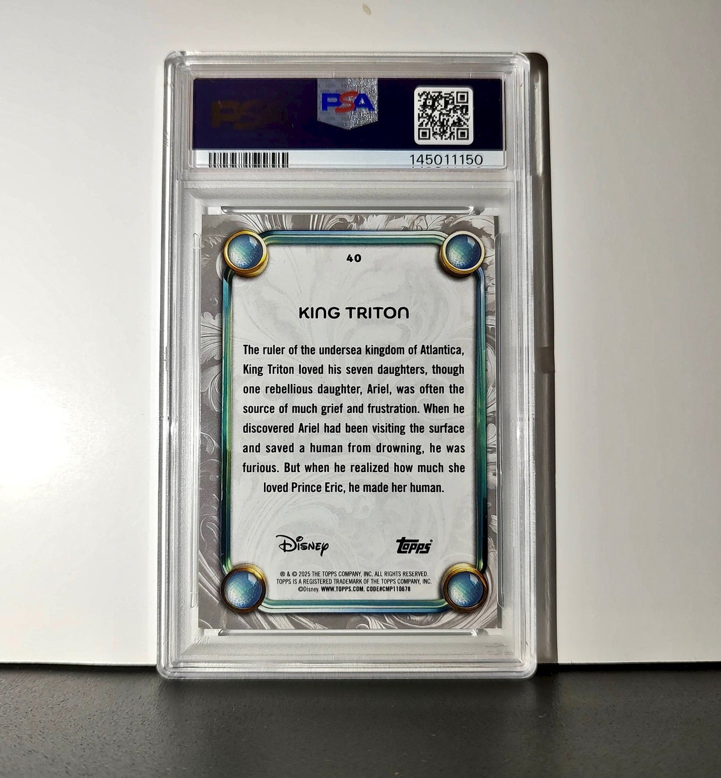King Triton 2025 Topps Disney #40 Winter Variant Card The Little Mermaid PSA 9