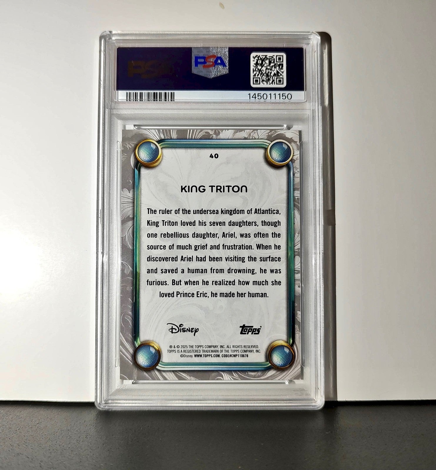 King Triton 2025 Topps Disney #40 Winter Variant Card The Little Mermaid PSA 9