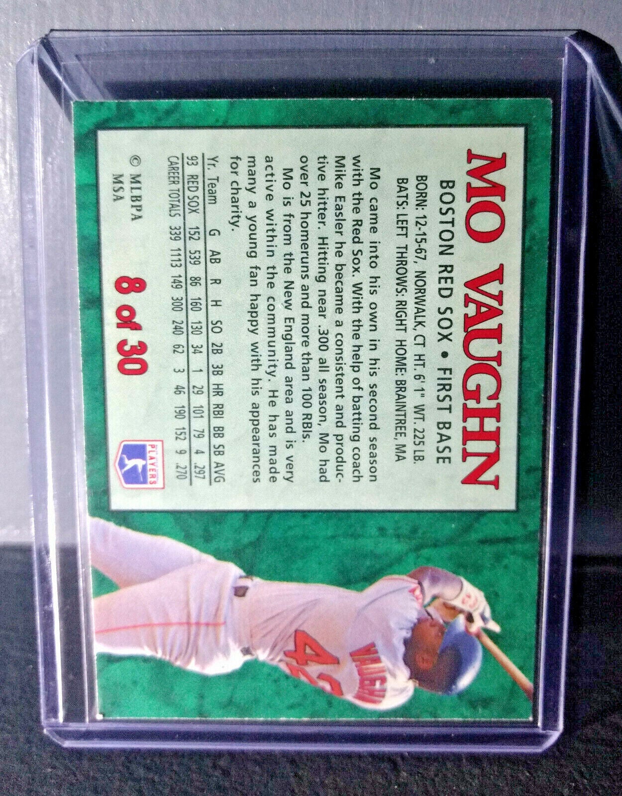 1994 Mo Vaughn Post Collection #8 Baseball Card Boston Red Sox