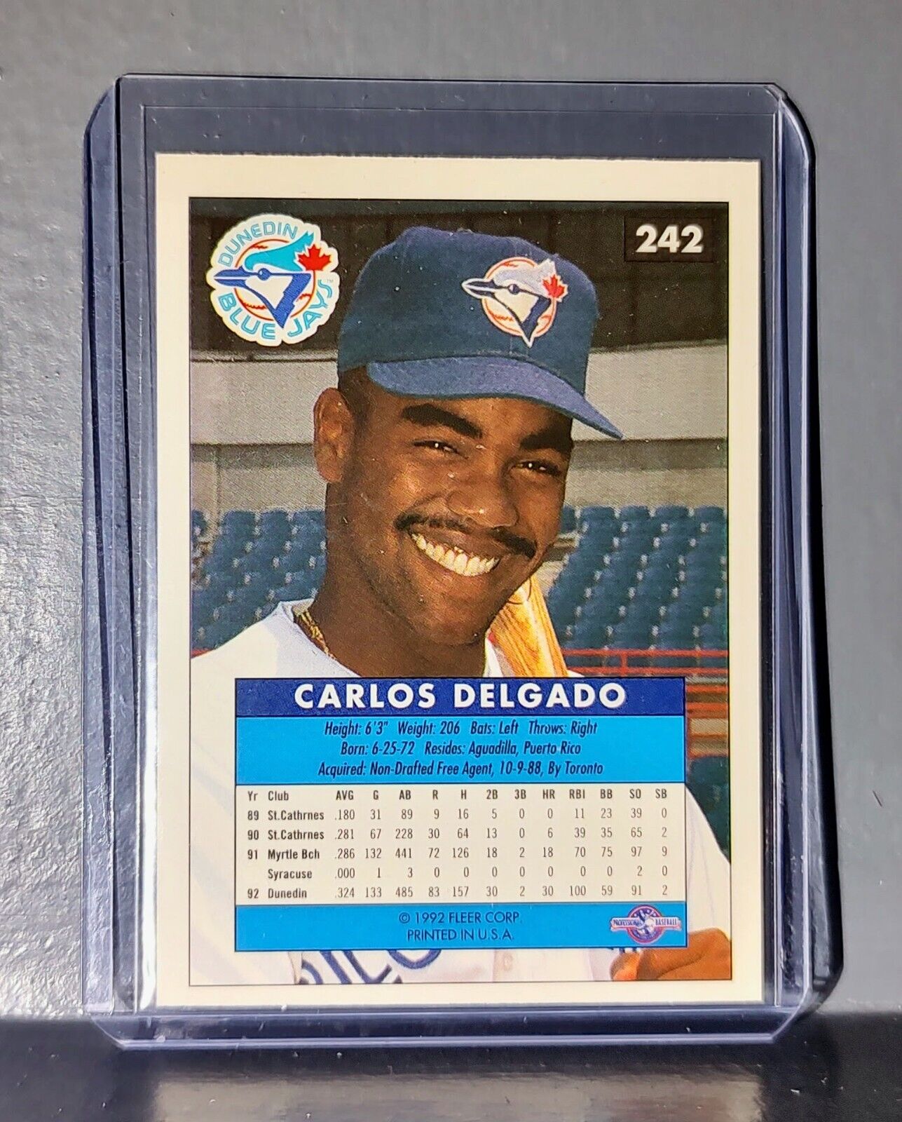 1992-93 Carlos Delgado Fleer Excel Baseball Card #242 Blue Jays