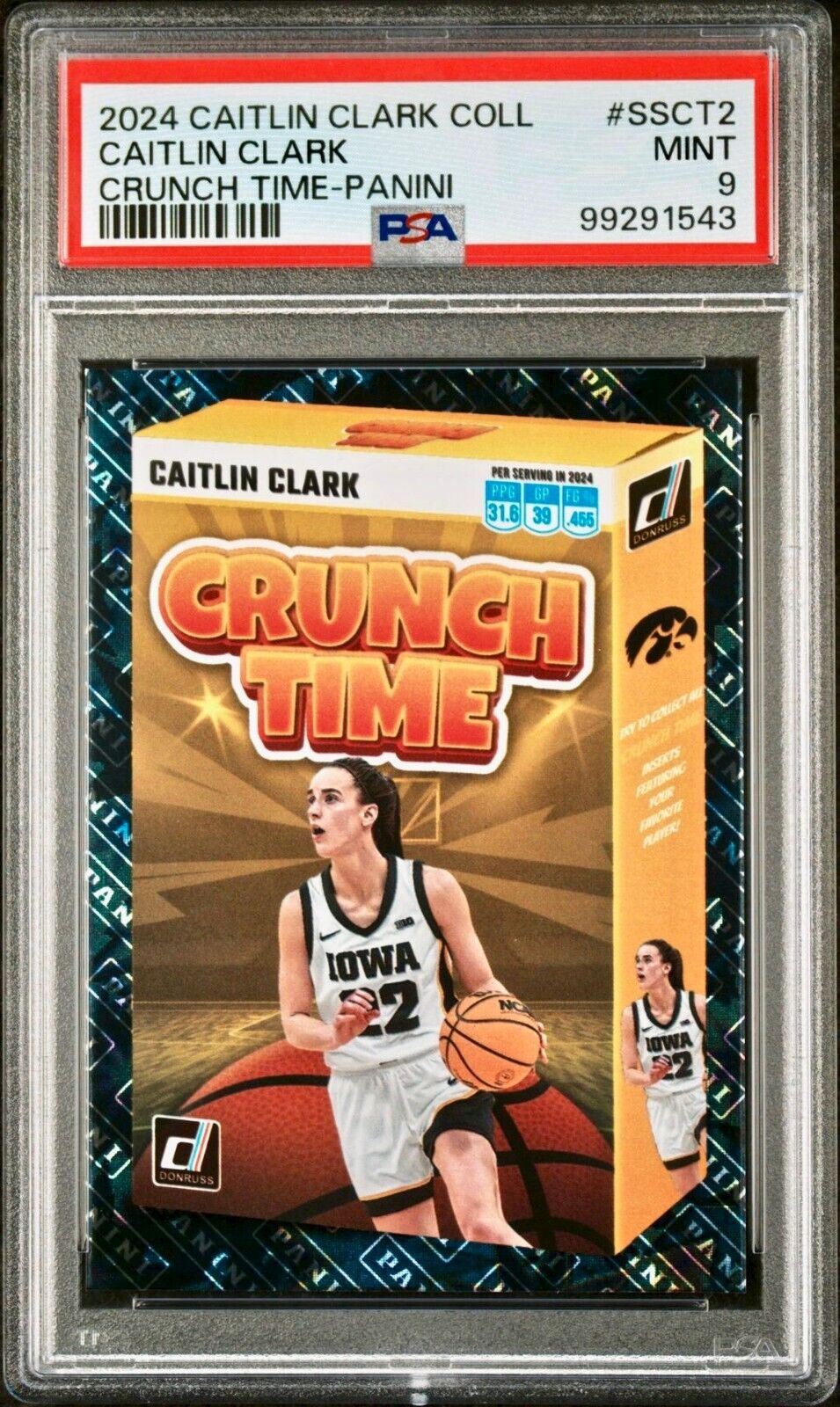 Caitlin Clark 2024 Panini Crunch Time #SS-CT2 Parallel Card PSA 9 Mint