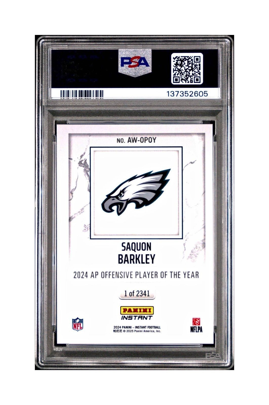 Saquon Barkley 2024 Panini NFL AP Offensive Player of the Year Eagles PSA 10 Gem