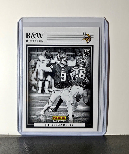 J.J. McCarthy Rookie 2024 Panini NFL #7 Black & White Rookies Vikings 1 of 680